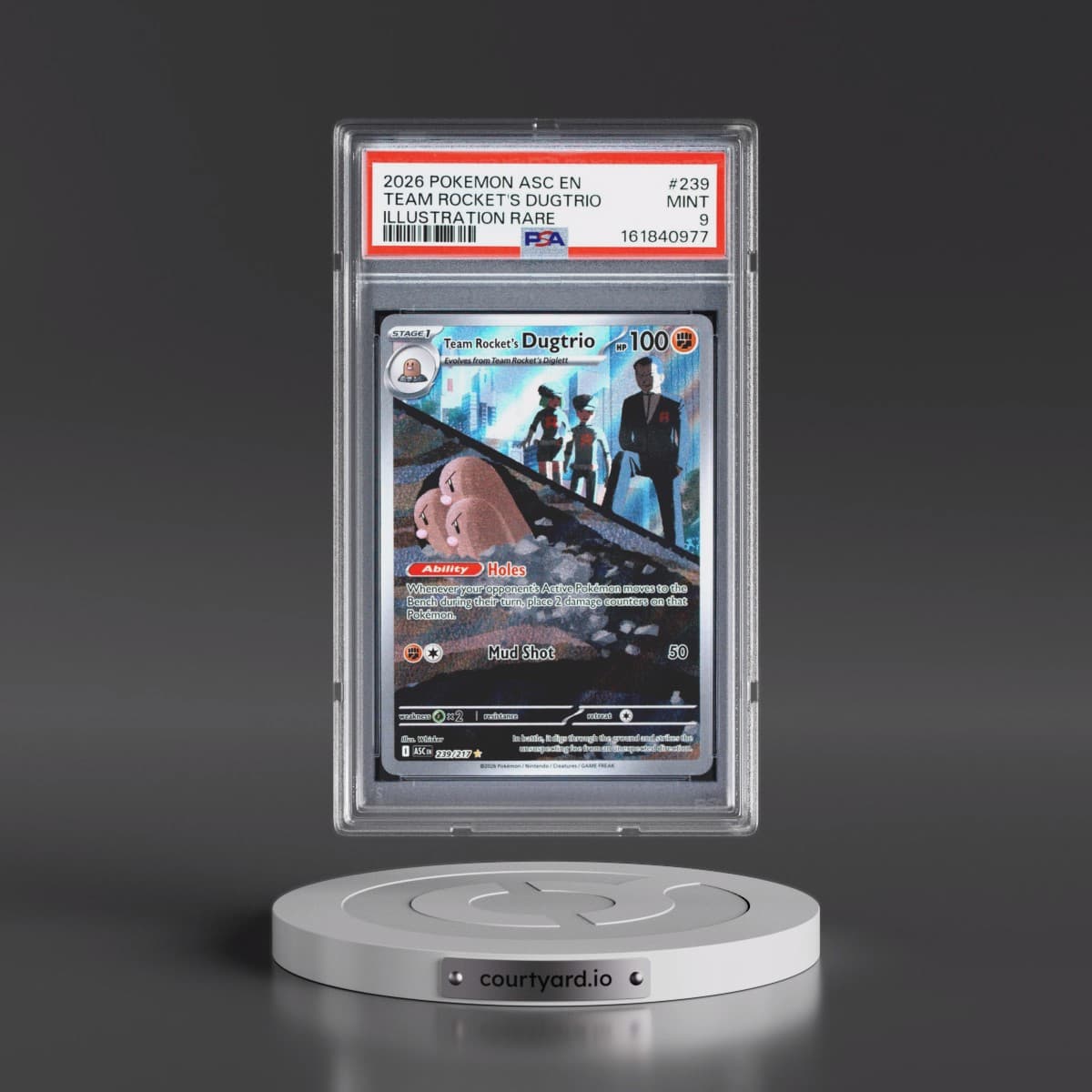 2026 Pokémon Asc EN-Ascended Heroes #239 Team Rocket's Dugtrio - Illustration Rare (PSA 9 MINT)