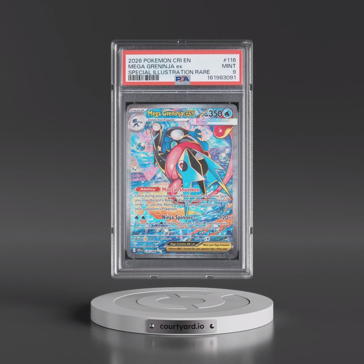 2026 Pokémon Cri EN-Chaos Rising #116 Mega Greninja EX - Holo Special Illustration Rare (PSA 9 MINT)