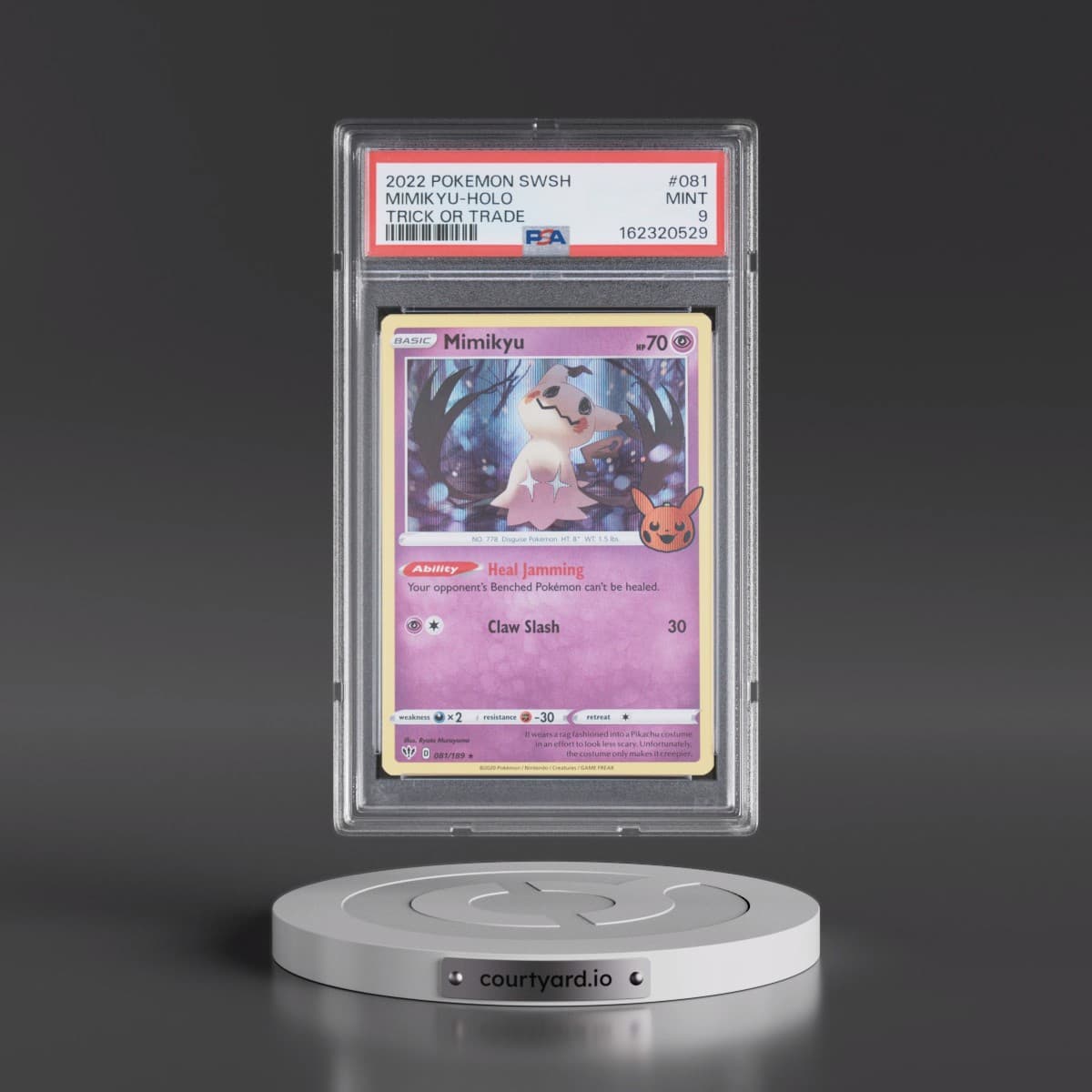 2020 Pokémon Sword & Shield Darkness Ablaze #081 Mimikyu - Holo Trick or Trade 2022 (PSA 9 MINT)