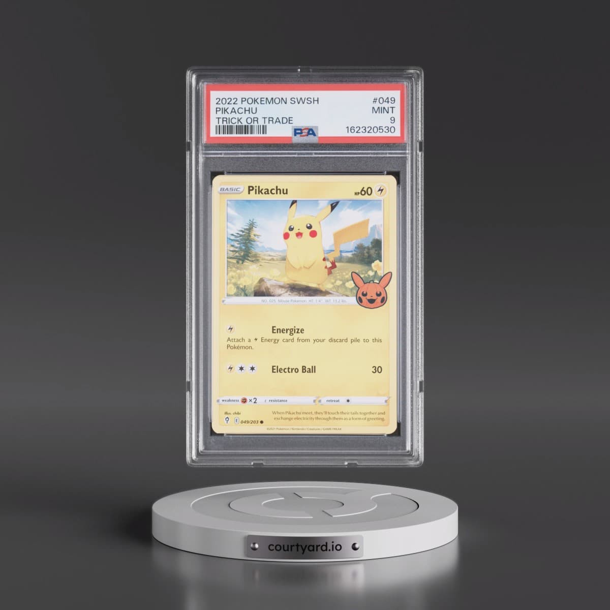 2021 Pokémon Sword & Shield Evolving Skies #049 Pikachu - Trick or Trade 2022 (PSA 9 MINT)