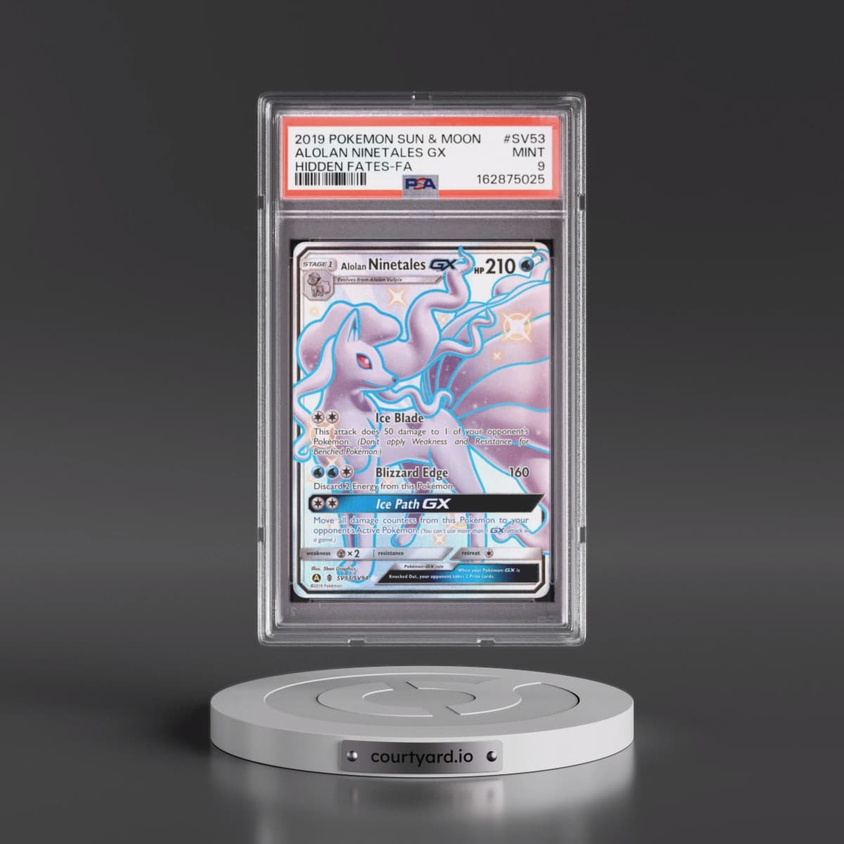2019 Pokémon Sun & Moon Hidden Fates #SV53 Alolan Ninetales GX - Holo Full Art (PSA 9 MINT)