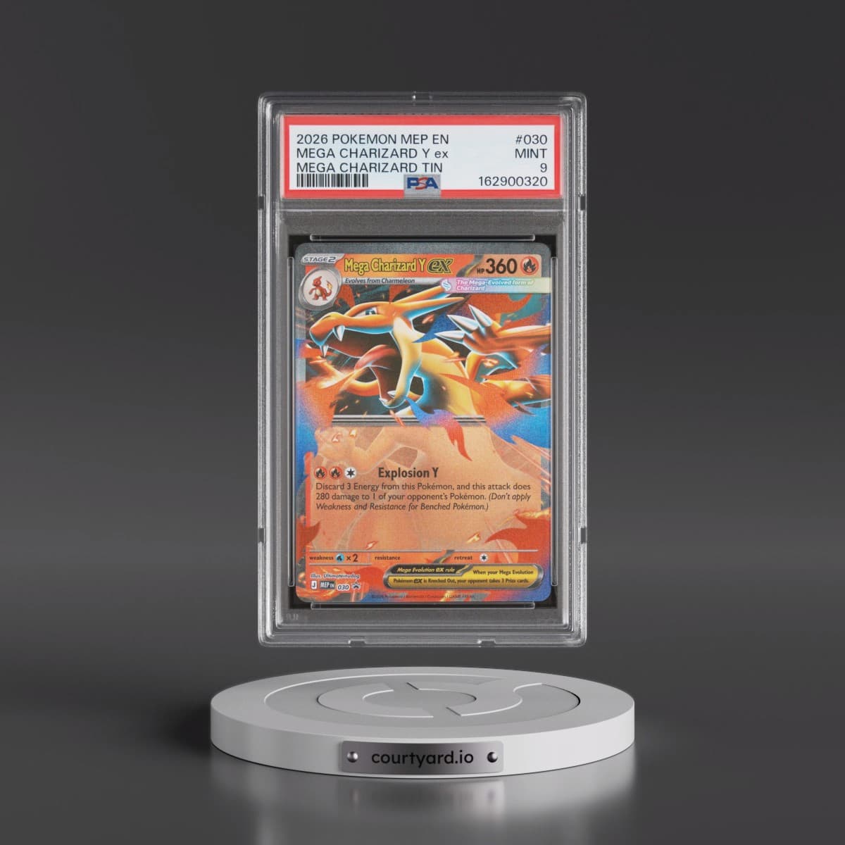 2026 Pokémon Mep EN-Me Black Star Promo #030 Mega Charizard Y EX - Holo Mega Charizard Tin (PSA 9 MINT)