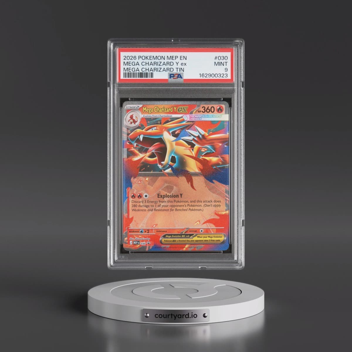 2026 Pokémon Mep EN-Me Black Star Promo #030 Mega Charizard Y EX - Holo Mega Charizard Tin (PSA 9 MINT)