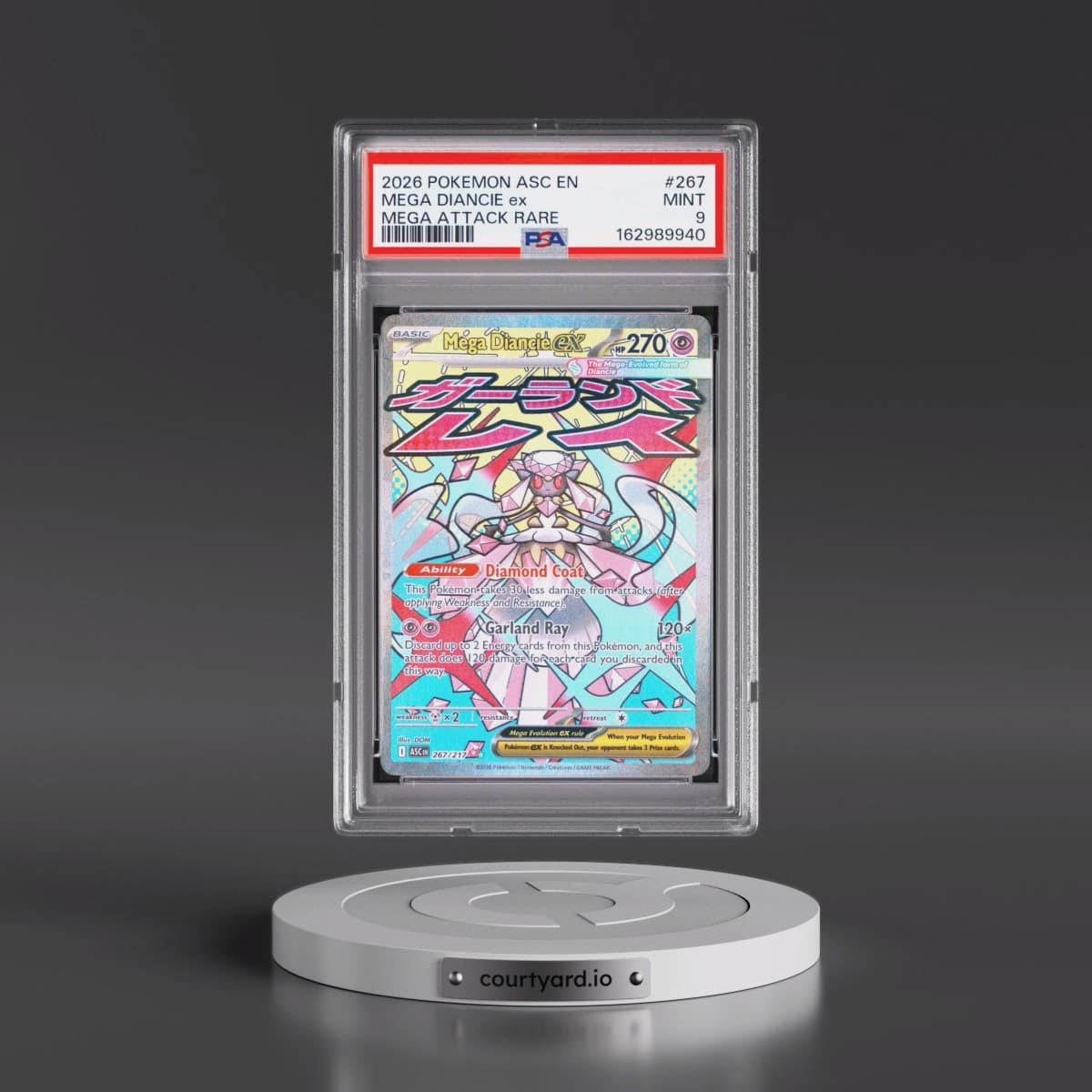 2026 Pokémon Asc EN-Ascended Heroes #267 Mega Diancie EX - Holo Mega Attack Rare (PSA 9 MINT)