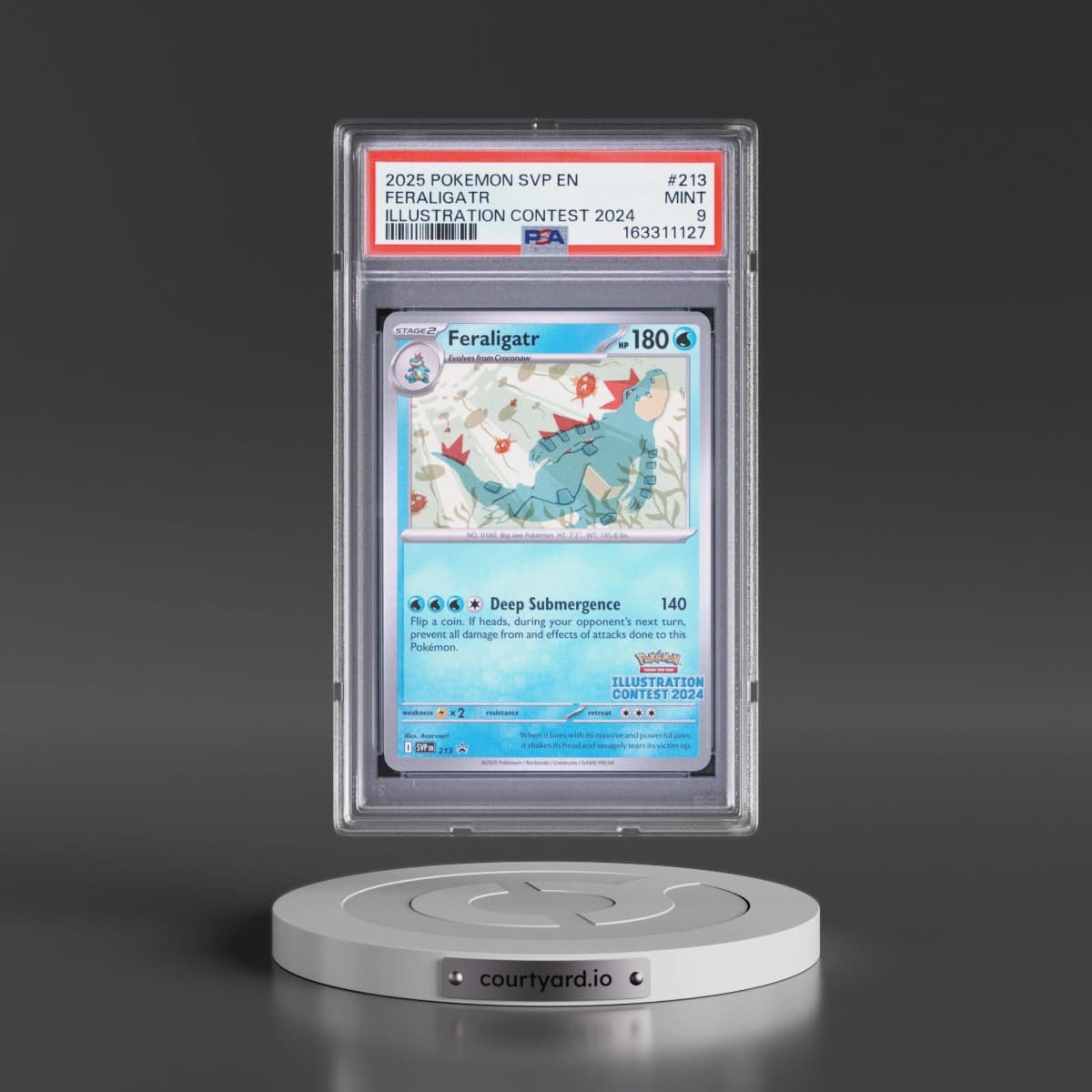 2025 Pokémon Svp EN-SV Black Star Promo #213 Feraligatr - Illustration Contest 2024 (PSA 9 MINT)