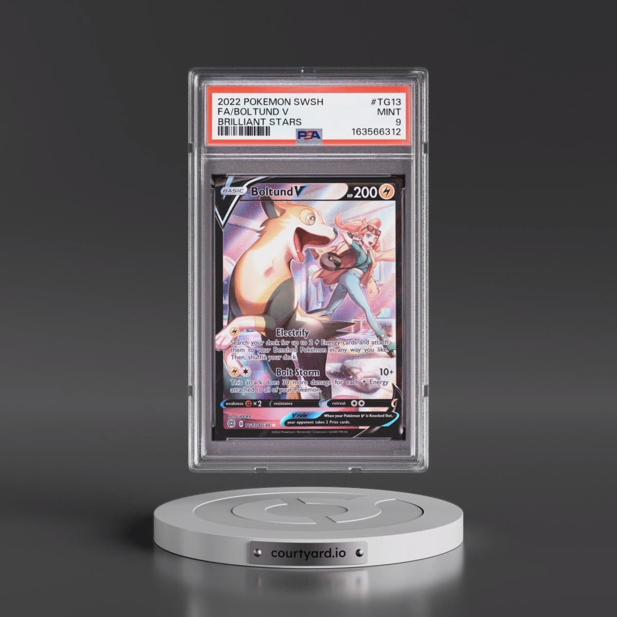 2022 Pokémon Sword & Shield Brilliant Stars #TG13 Boltund V - Holo Full Art (PSA 9 MINT)