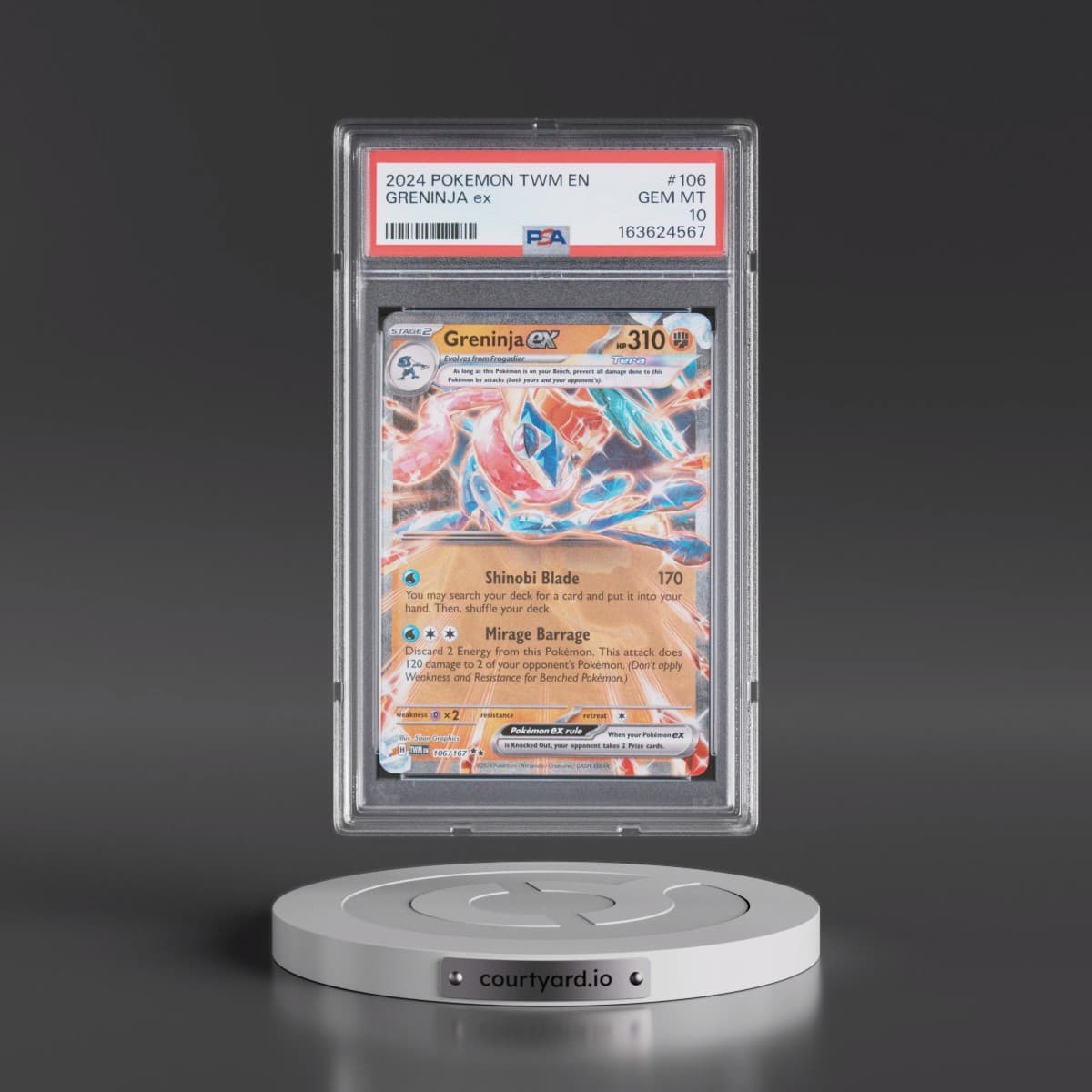 2024 Pokémon Twm EN-Twilight Masquerade #106 Greninja EX - Holo (PSA 10 GEM MINT)