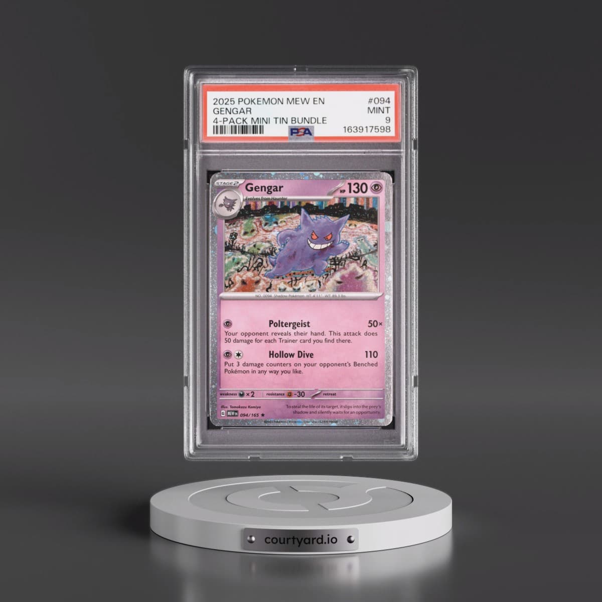 2025 Pokémon Mew EN-151 #094 Gengar - 4-Pack Mini Tin Bundle (PSA 9 MINT)