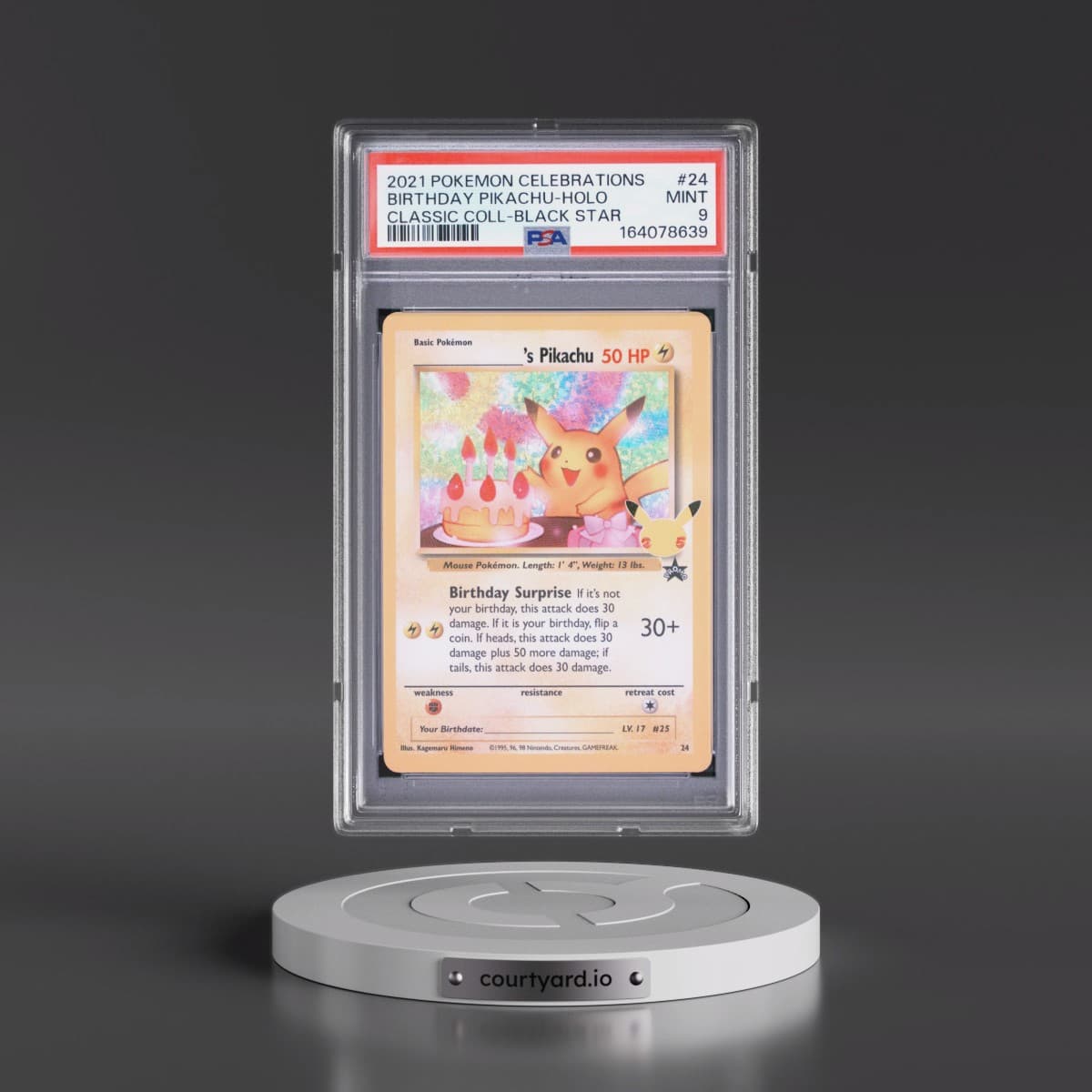 2021 Pokémon Celebrations Classic Collection #24 Birthday Pikachu - Holo (PSA 9 MINT)