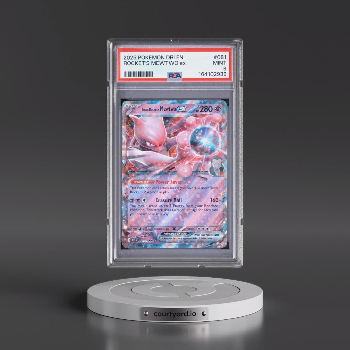 2025 Pokémon Dri EN-Destined Rivals #081 Team Rocket's Mewtwo EX - Holo (PSA 9 MINT)