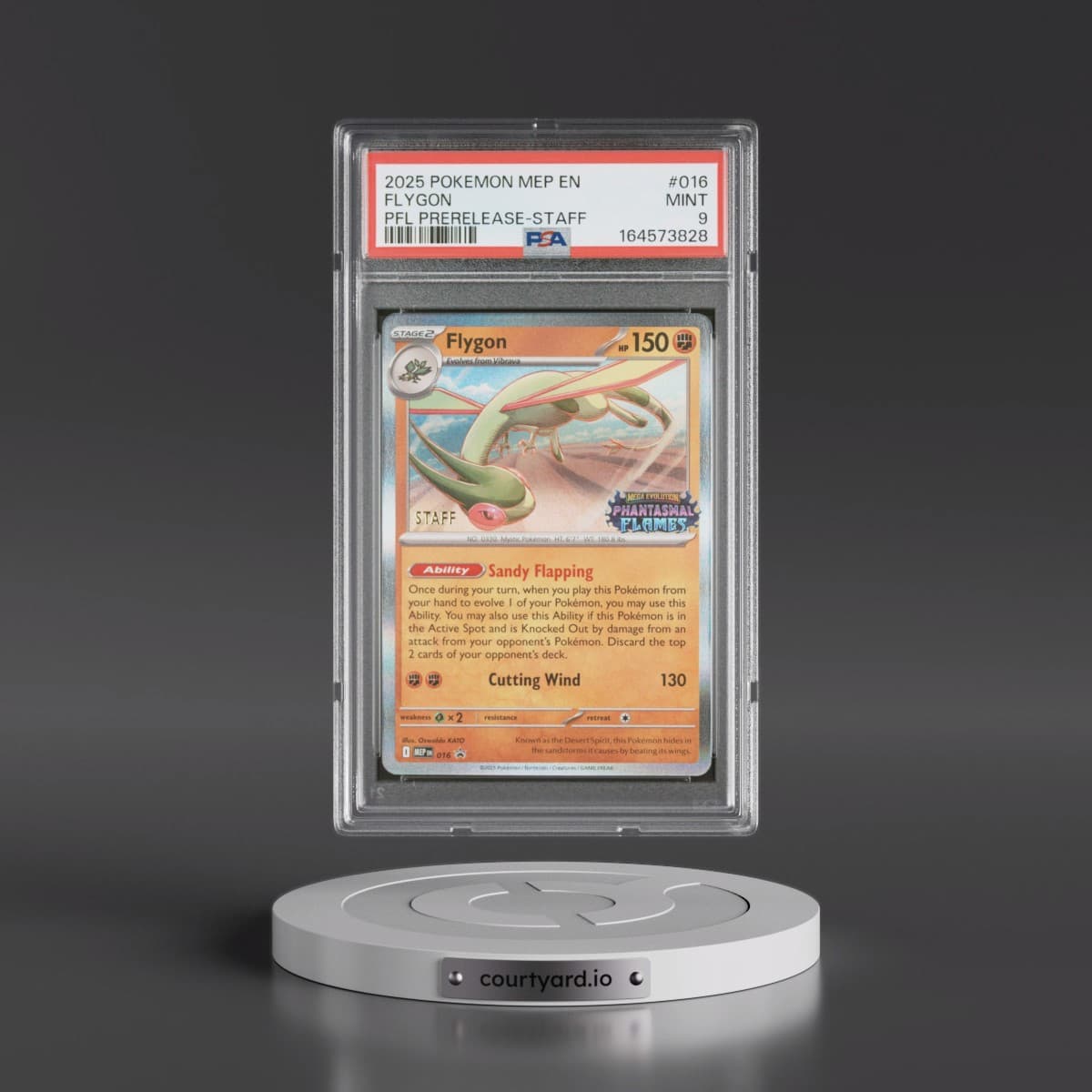 2025 Pokémon Mep EN-Me Black Star Promo #016 Flygon - Phantasmal Flames Prerelease-Staff (PSA 9 MINT)