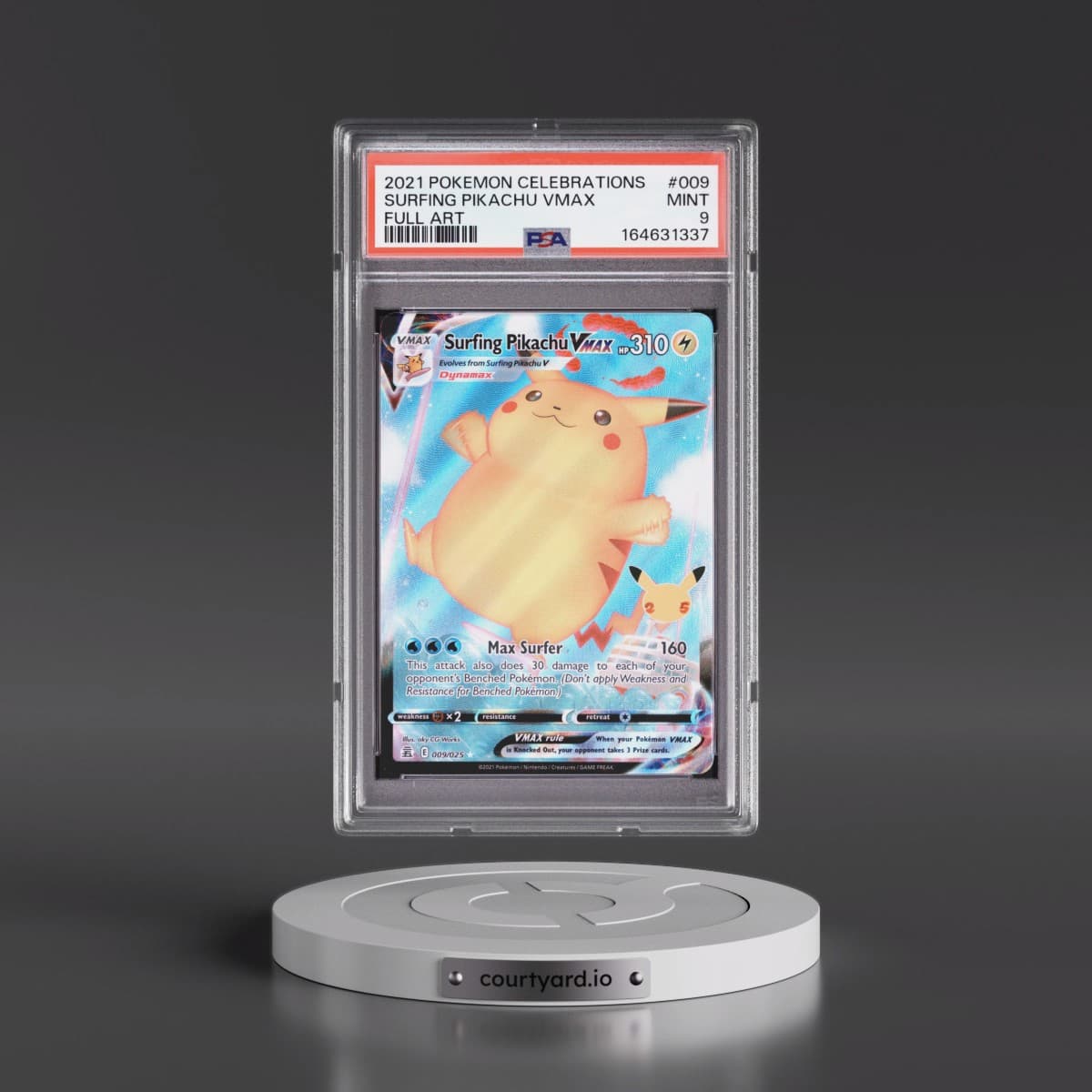 2021 Pokémon Celebrations #009 Surfing Pikachu Vmax - Full Art (PSA 9 MINT)