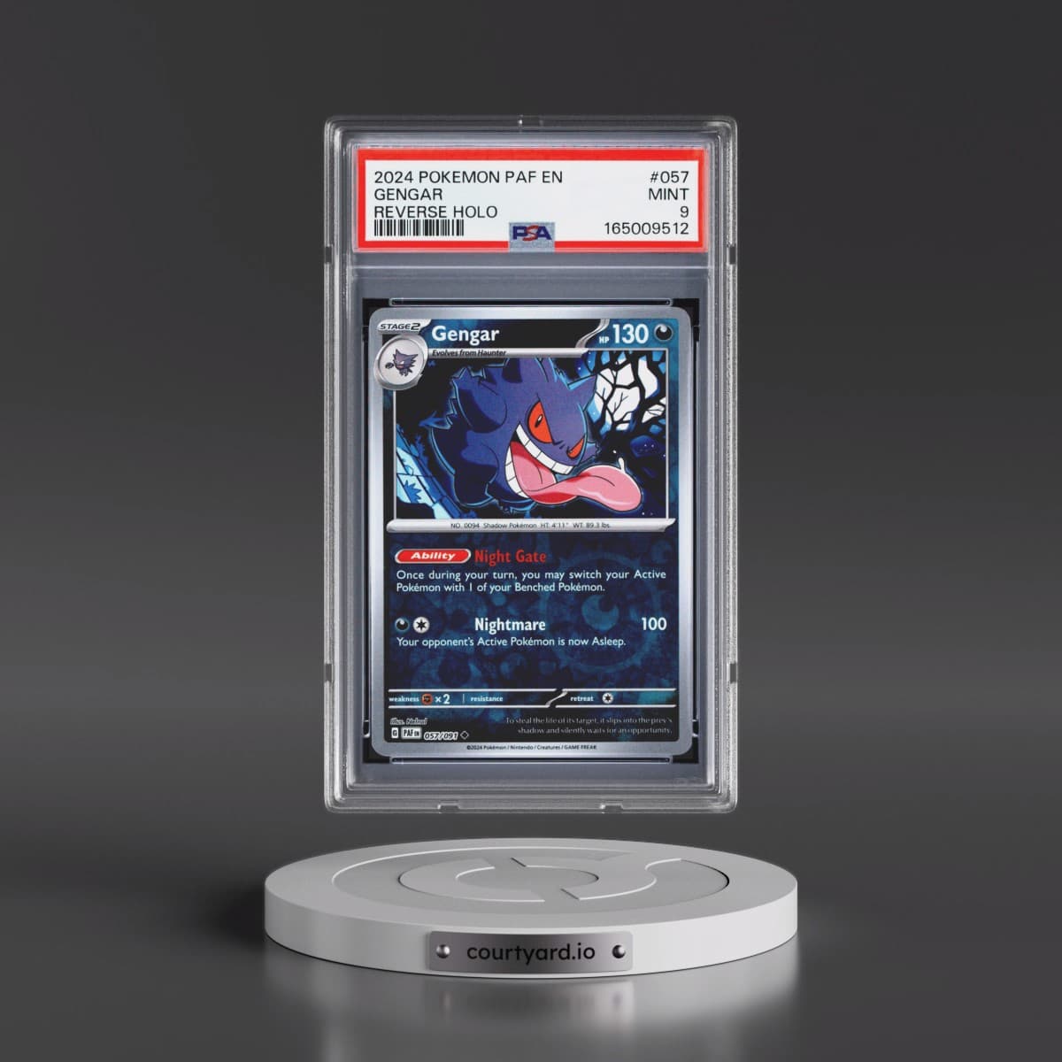 2024 Pokémon Paf EN-Paldean Fates #057 Gengar - Reverse Holo (PSA 9 MINT)