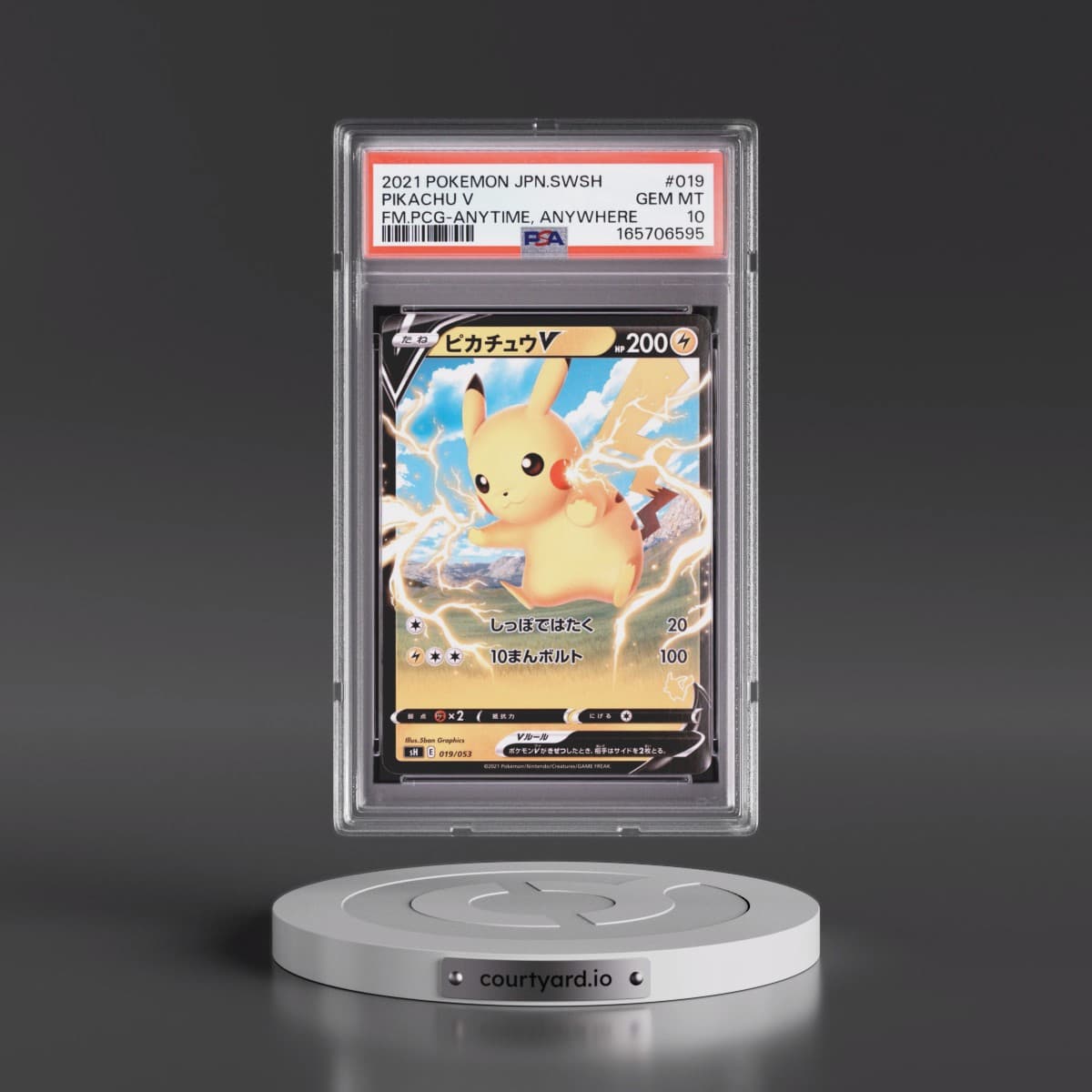 2021 Pokémon Sword & Shield Family Pokémon Card Game #019 Pikachu V - Holo Anytime, Anywhere (PSA 10 GEM MINT)