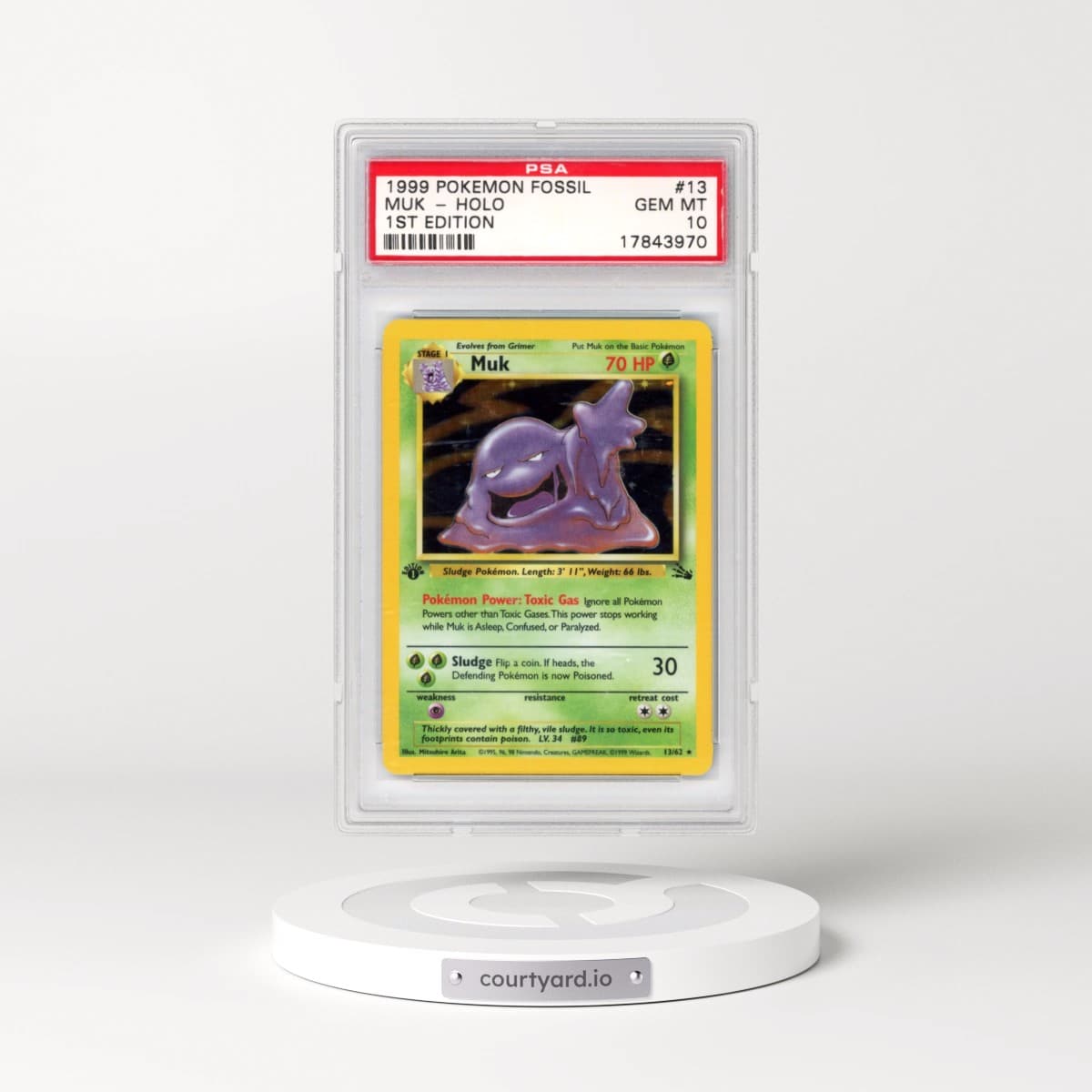 1999 Pokémon Fossil #13 Muk - 1st Edition Holo (PSA 10 GEM MINT)