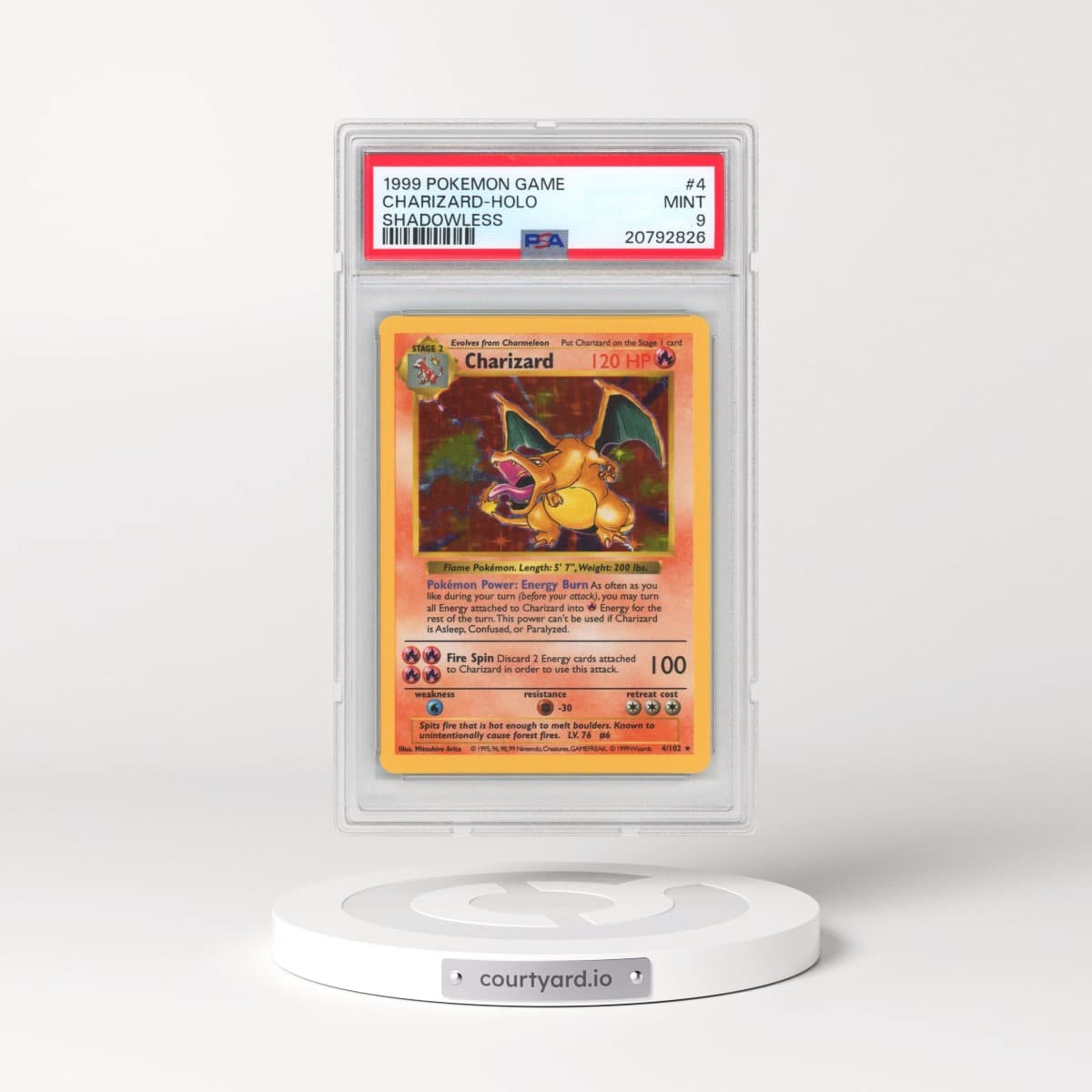 1999 Pokémon Game #4 Charizard - Holo Shadowless (PSA 9 MINT)