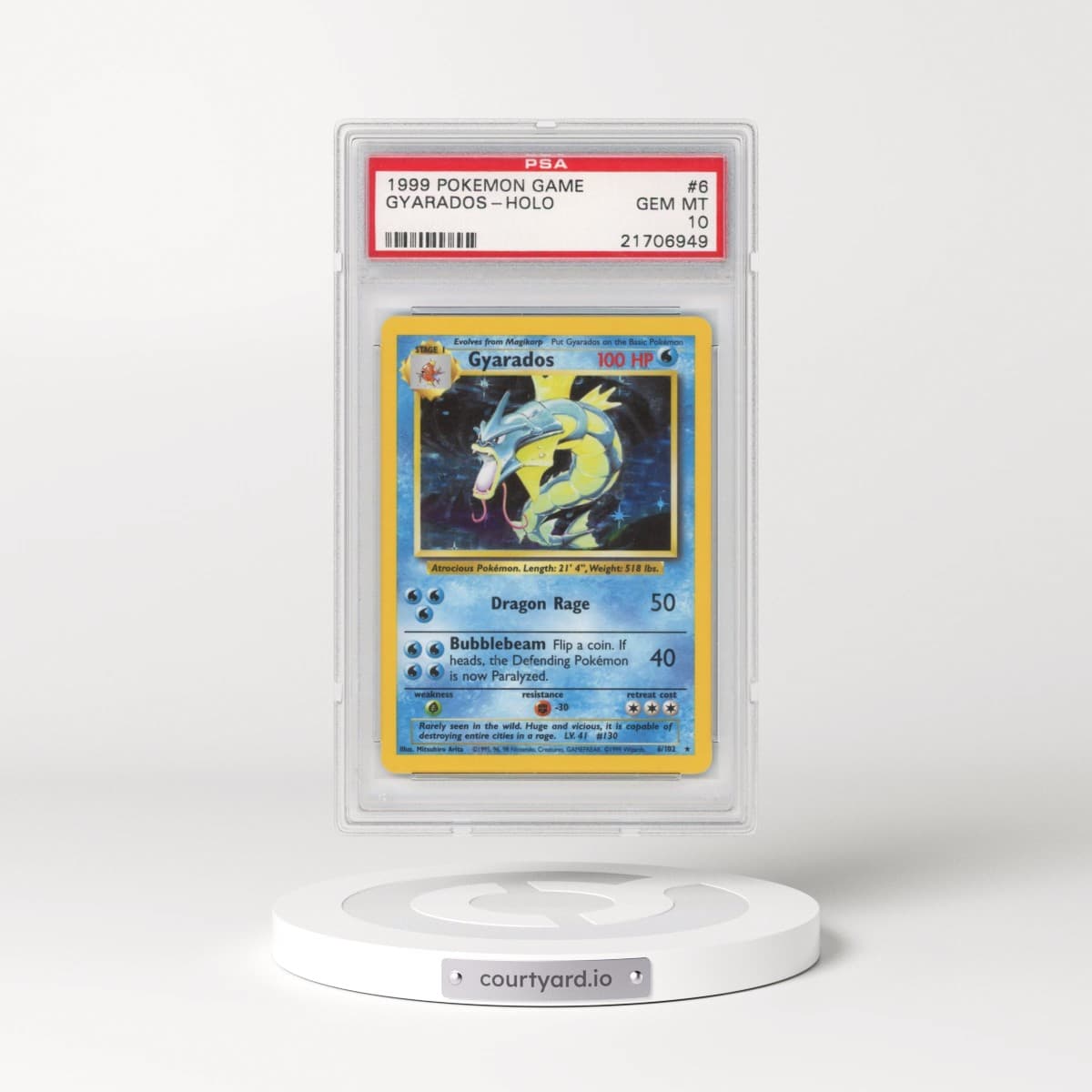 1999 Pokémon Game #6 Gyarados - Holo (PSA 10 GEM MINT)