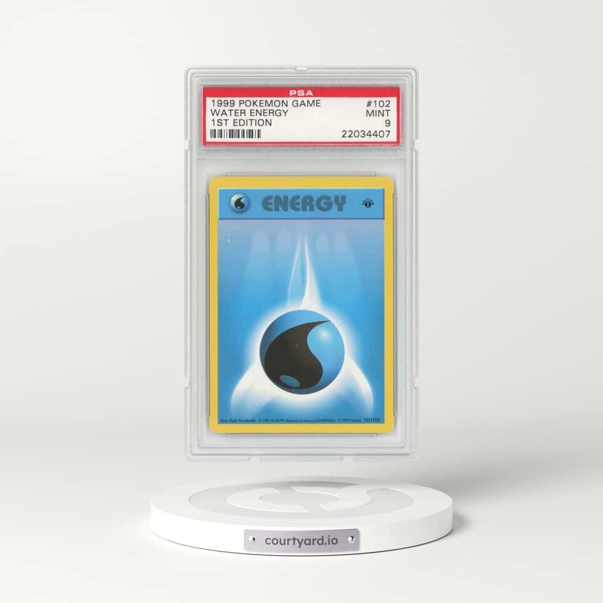 1999 Base Set #102 Water Energy - 1st Edition (PSA 9 MINT)