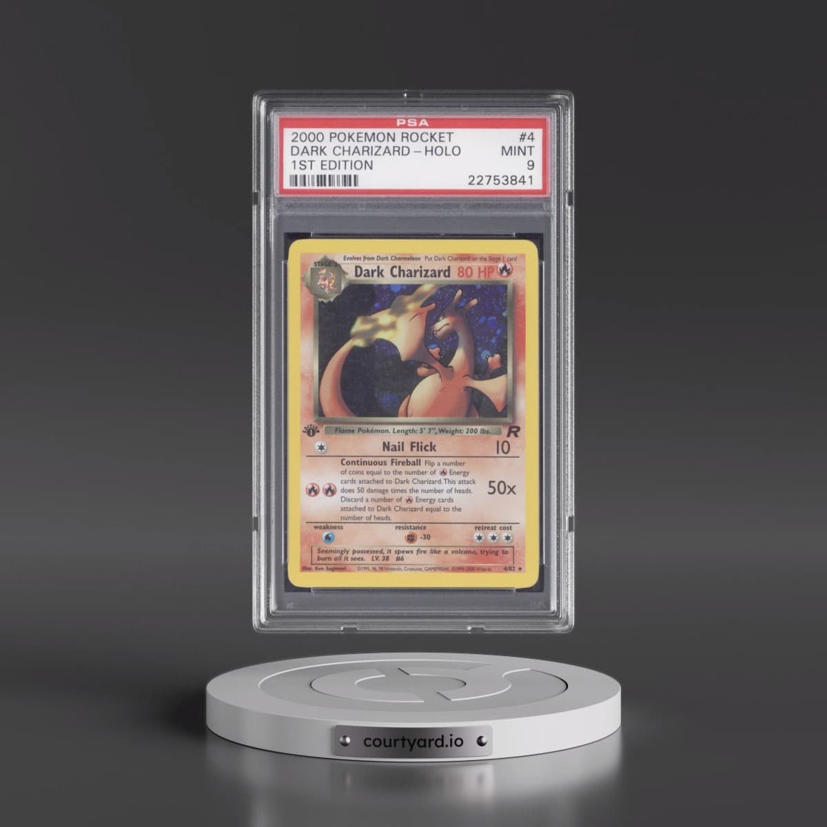 2000 Pokémon Rocket #4 Dark Charizard - 1st Edition Holo (PSA 9 MINT)