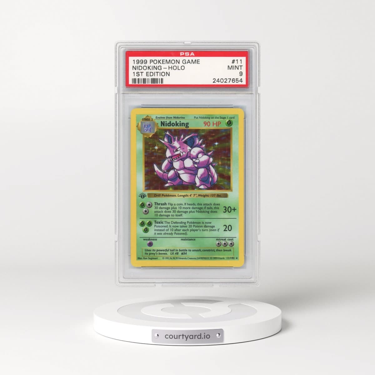 1999 Pokémon Game #11 Nidoking - 1st Edition Holo (PSA 9 MINT)