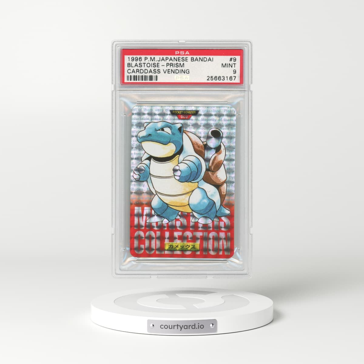 1996 Japanese Bandai Carddass Vending #9 Blastoise - Prism (PSA 9 MINT)