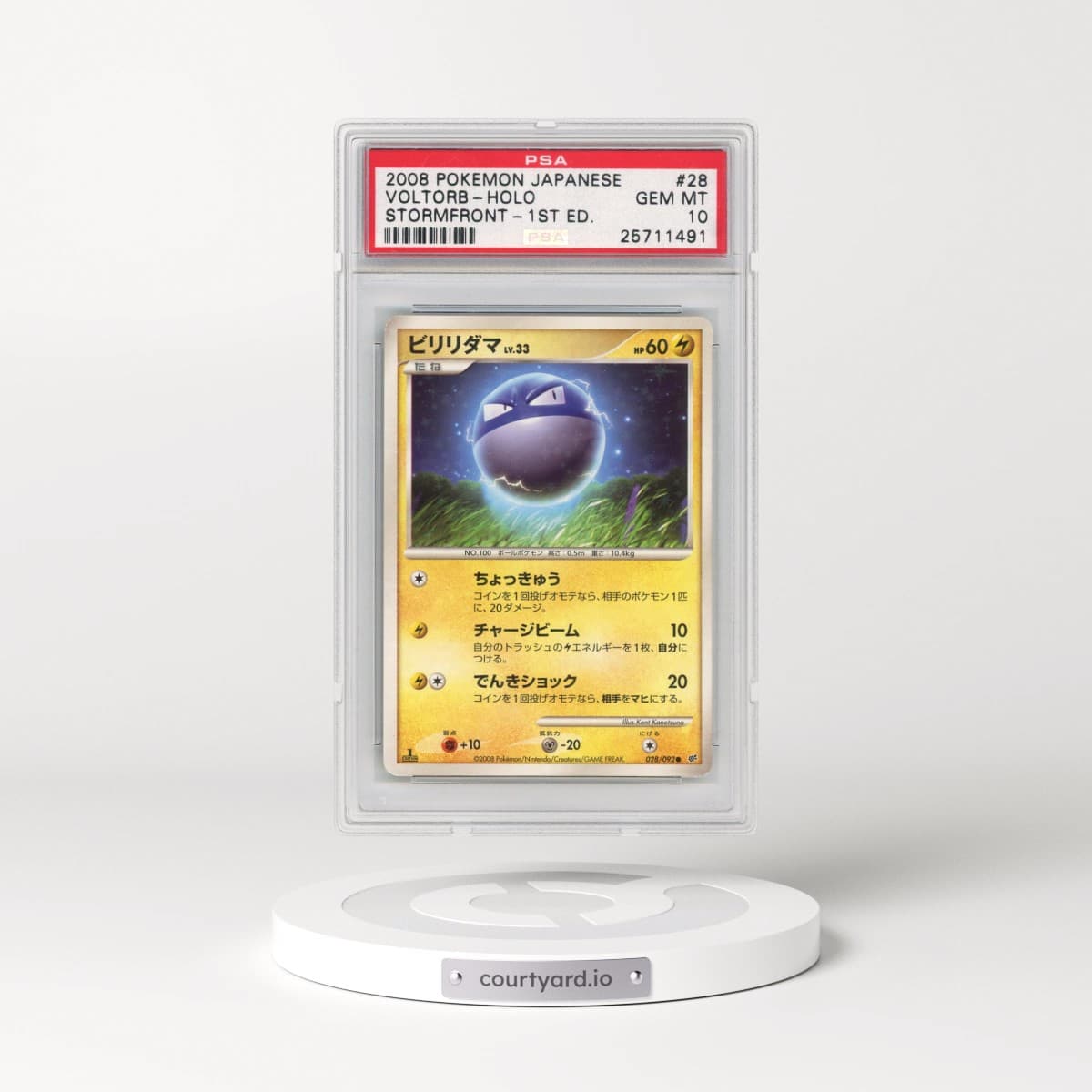 2008 Pokémon Stormfront #028 Voltorb - 1st Edition Holo (PSA 10 GEM MINT)