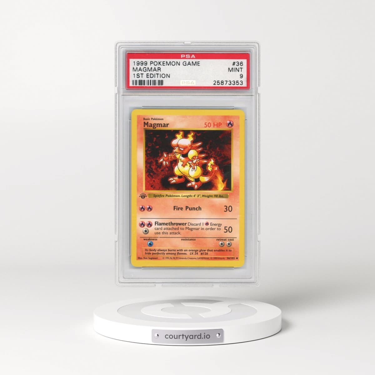 1999 Pokémon Game #36 Magmar - 1st Edition (PSA 9 MINT)