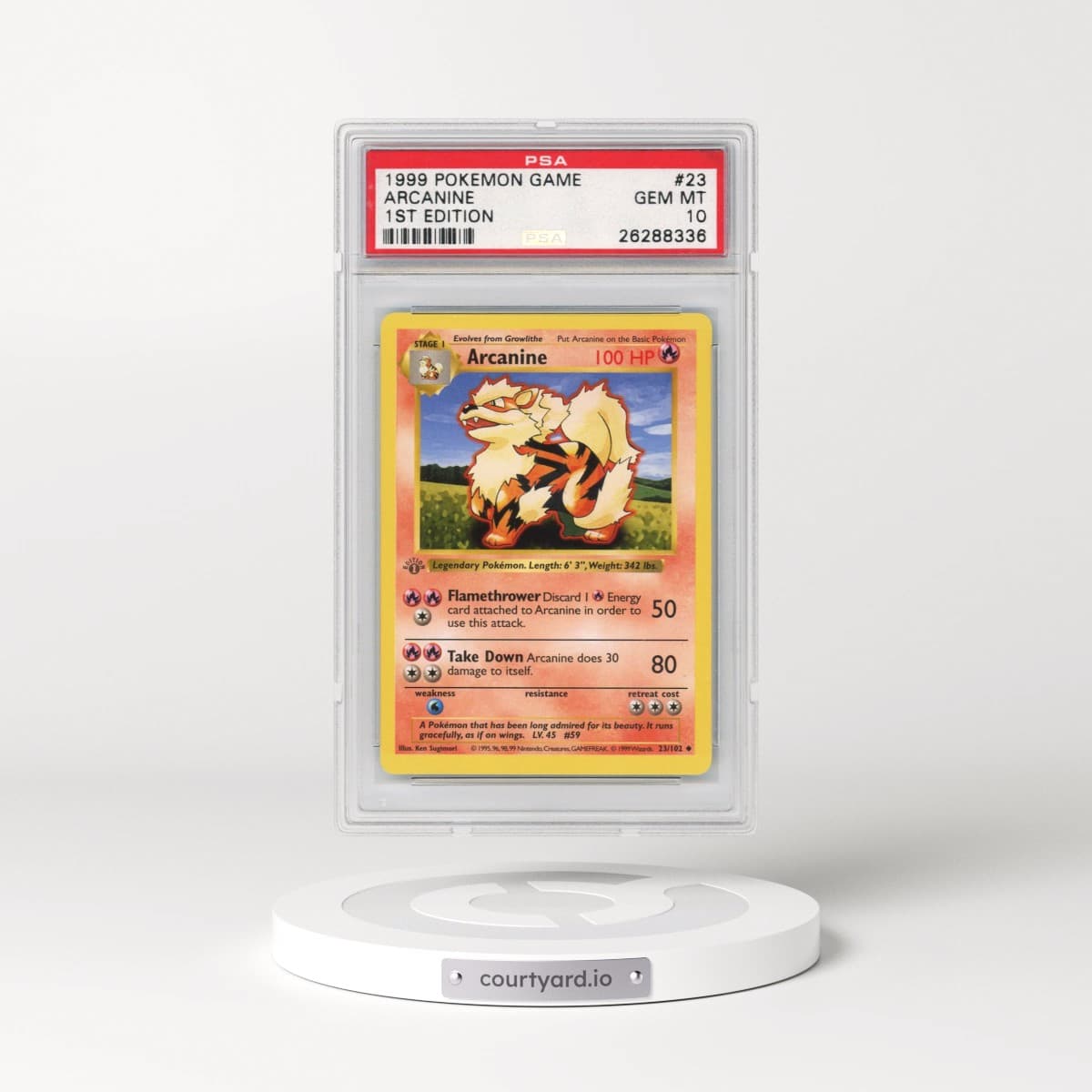 1999 Pokémon Game #23 Arcanine - 1st Edition (PSA 10 GEM MINT)