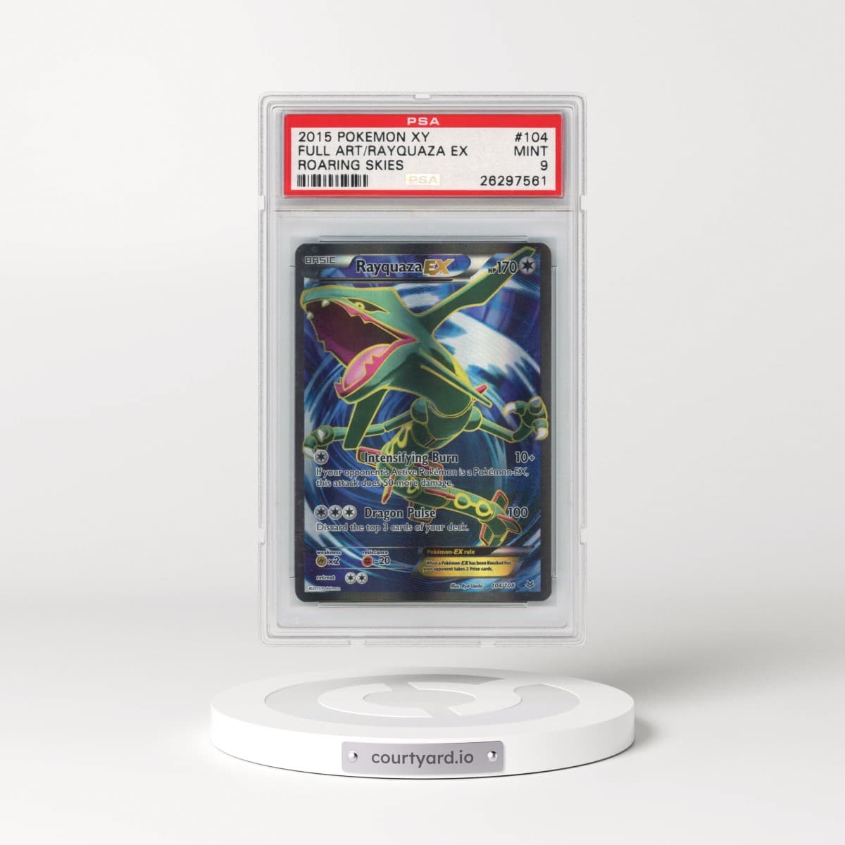2015 Pokémon XY Roaring Skies #104 Rayquaza EX - Holo Full Art (PSA 9 MINT)