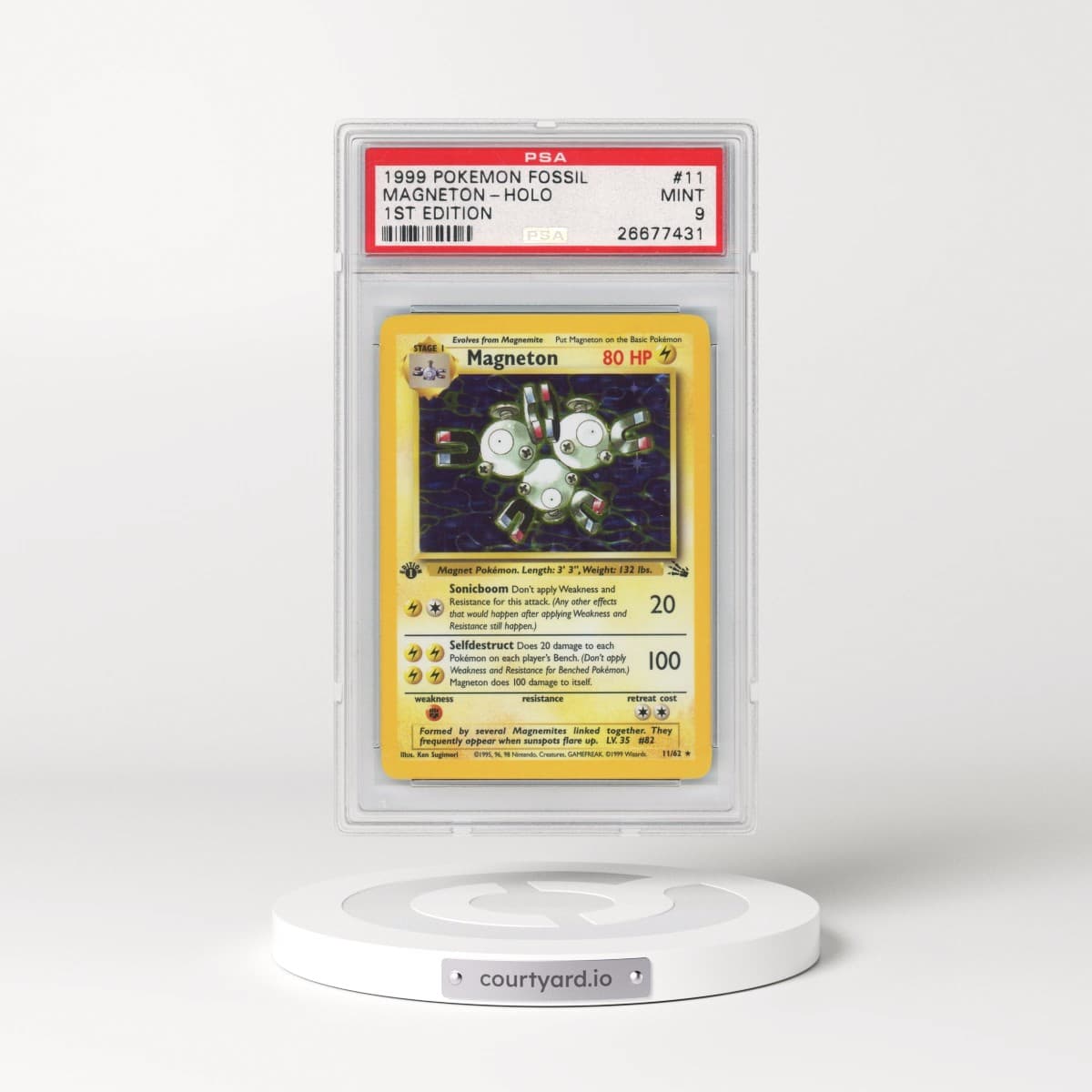 1999 Pokémon Fossil #11 Magneton - 1st Edition Holo (PSA 9 MINT)
