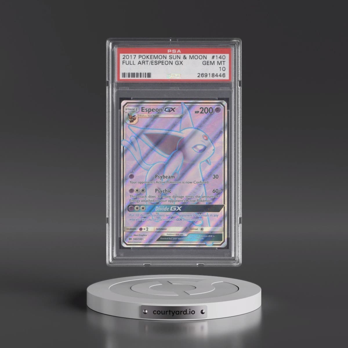2017 Pokémon Sun & Moon #140 Espeon GX - Holo Full Art (PSA 10 GEM MINT)