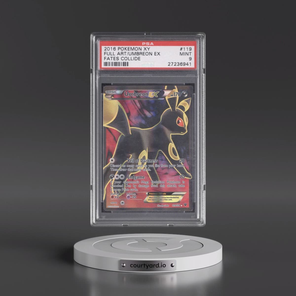 2016 Pokémon XY Fates Collide #119 Umbreon EX - Holo Full Art (PSA 9 MINT)