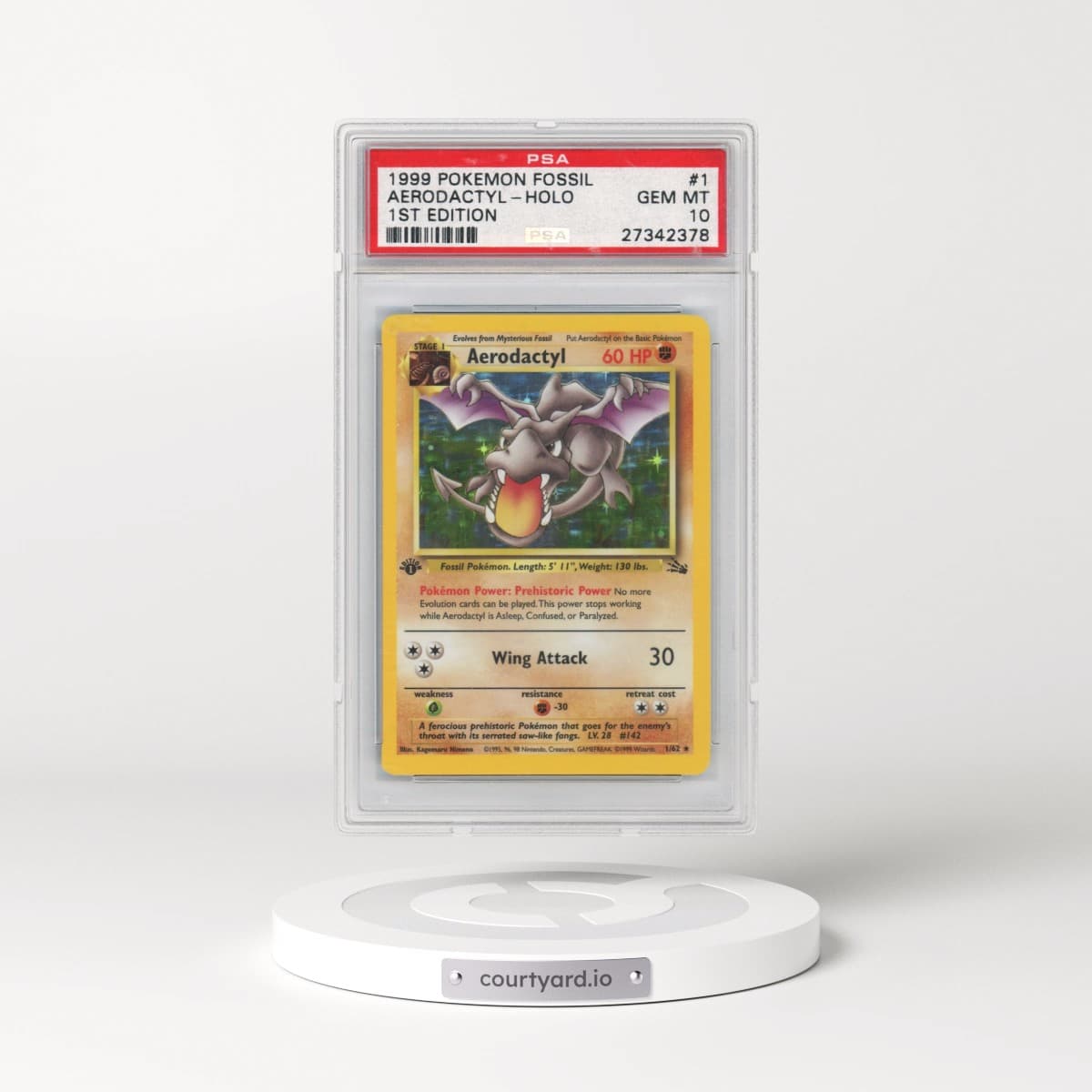 1999 Pokémon Fossil #1 Aerodactyl - 1st Edition Holo (PSA 10 GEM MINT)