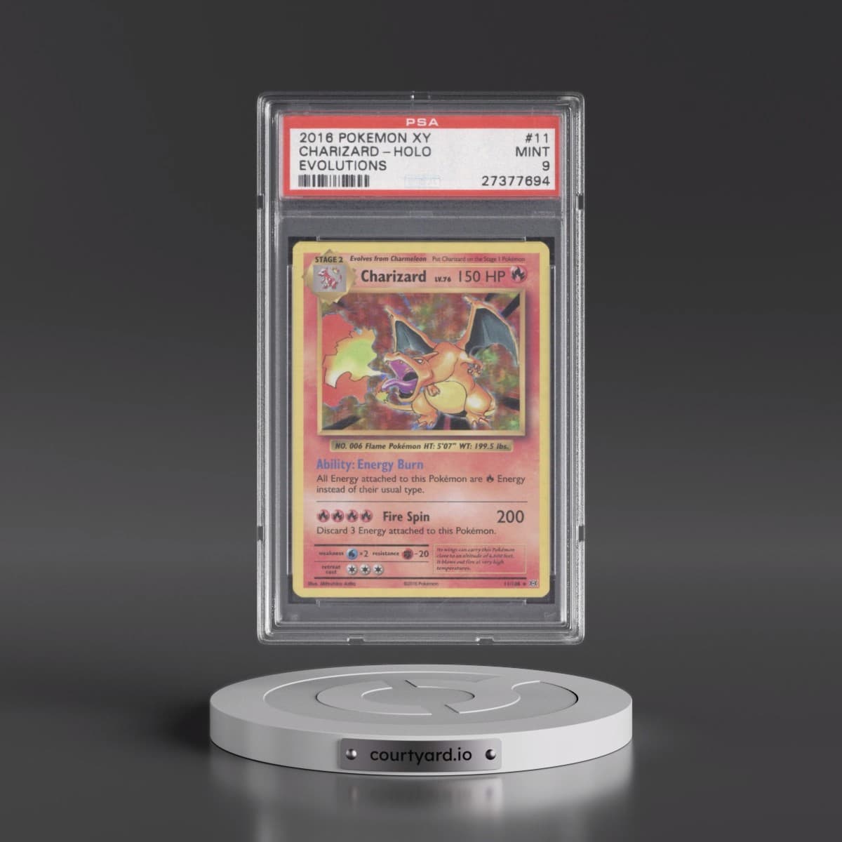 2016 Pokémon XY Evolutions #11 Charizard - Holo (PSA 9 MINT)