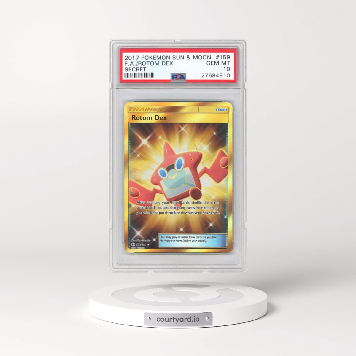 2017 Pokémon Sun & Moon #159 Rotom Dex - Full Art Secret (PSA 10 GEM MINT)