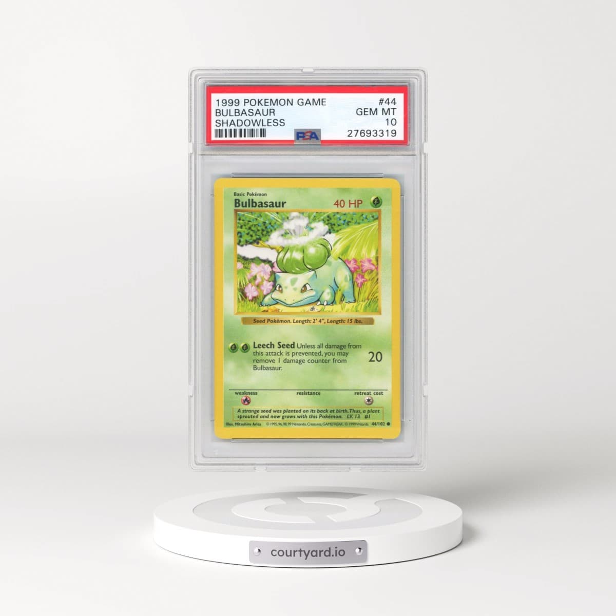 1999 Pokémon Game #44 Bulbasaur - Shadowless (PSA 10 GEM MINT)
