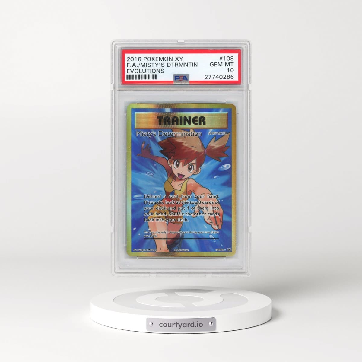 2016 Pokémon XY Evolutions #108 Misty's Determination - Full Art (PSA 10 GEM MINT)