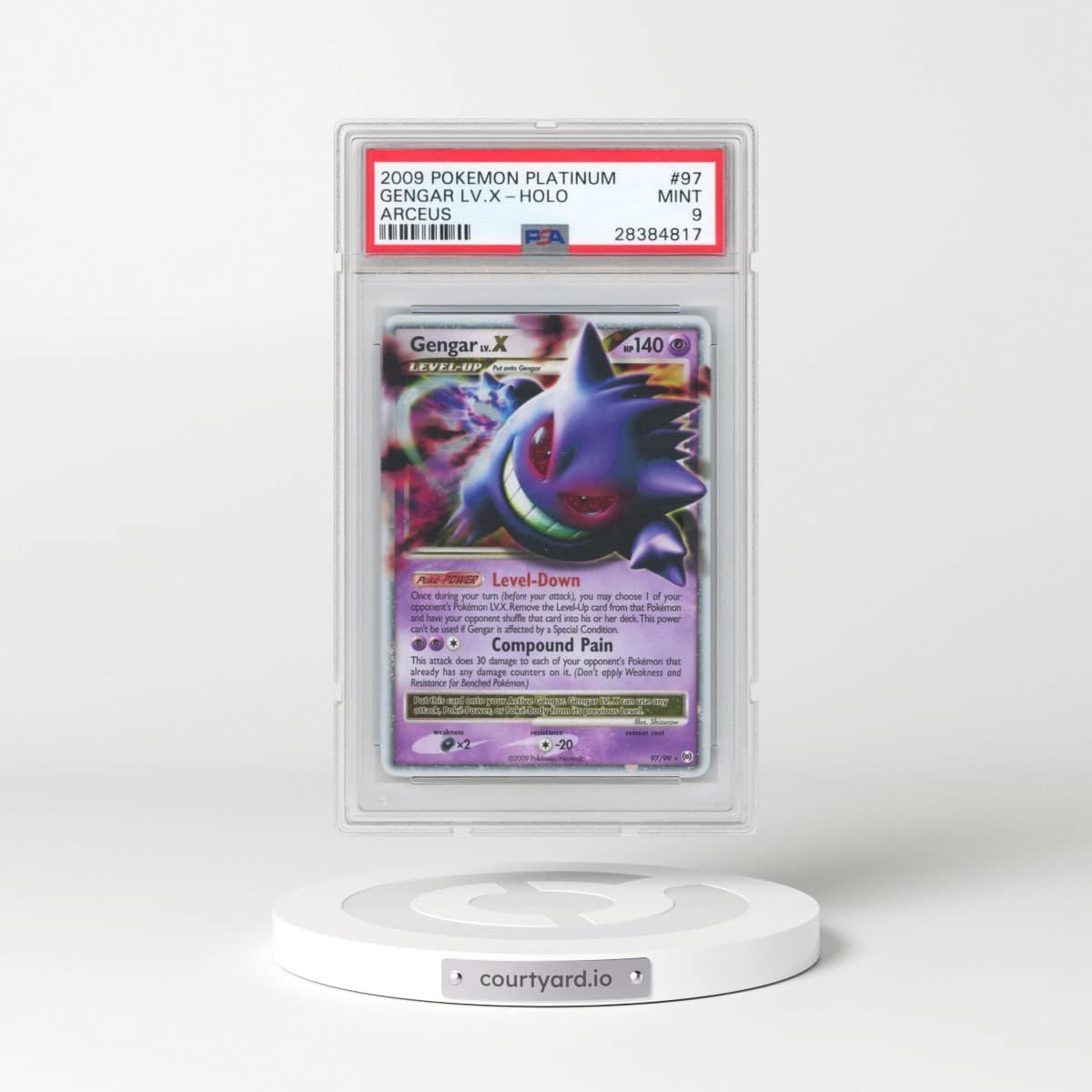 2009 Pokémon Platinum Arceus #97 Gengar LV.X - Holo (PSA 9 MINT)