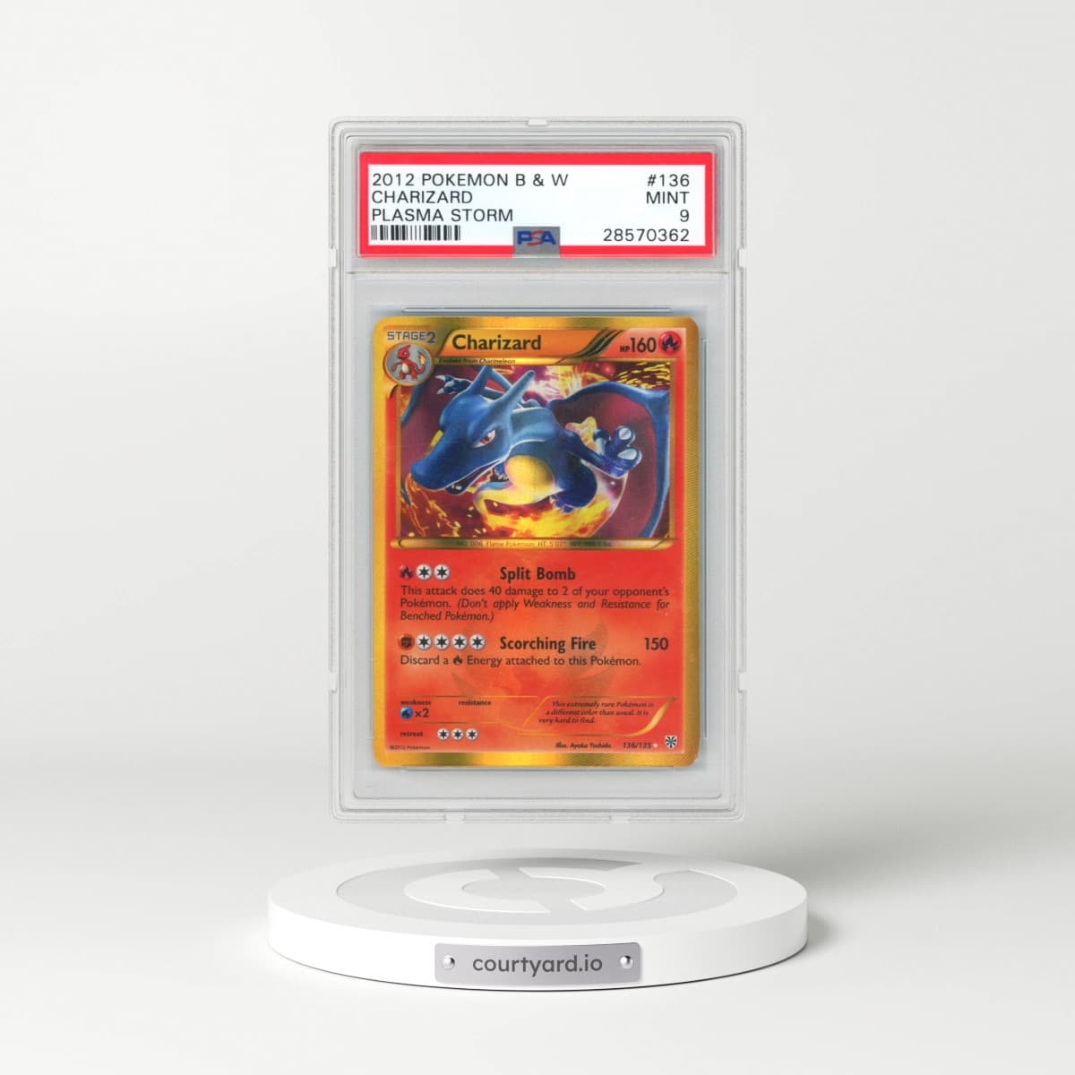 2013 Pokémon Black & White Plasma Storm #136 Charizard (PSA 9 MINT)