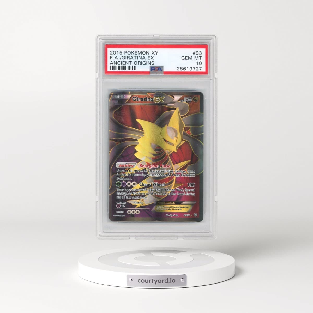2015 Pokémon XY Ancient Origins #93 Giratina EX - Holo Full Art (PSA 10 GEM MINT)