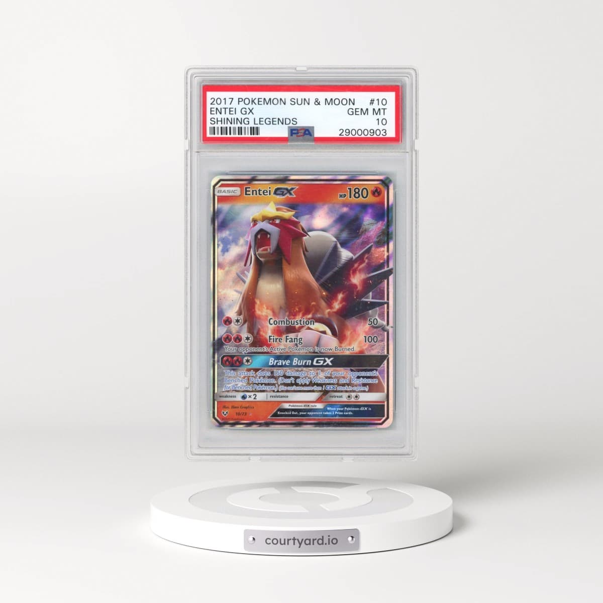 2017 Pokémon Sun & Moon Shining Legends #10 Entei GX - Holo (PSA 10 GEM MINT)