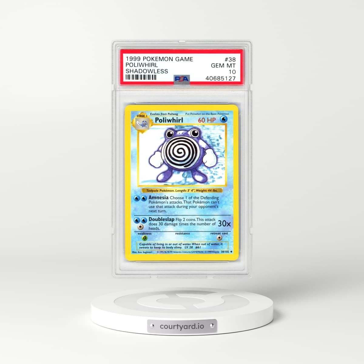 1999 Base Set #38 Poliwhirl - Shadowless (PSA 10 GEM MINT)