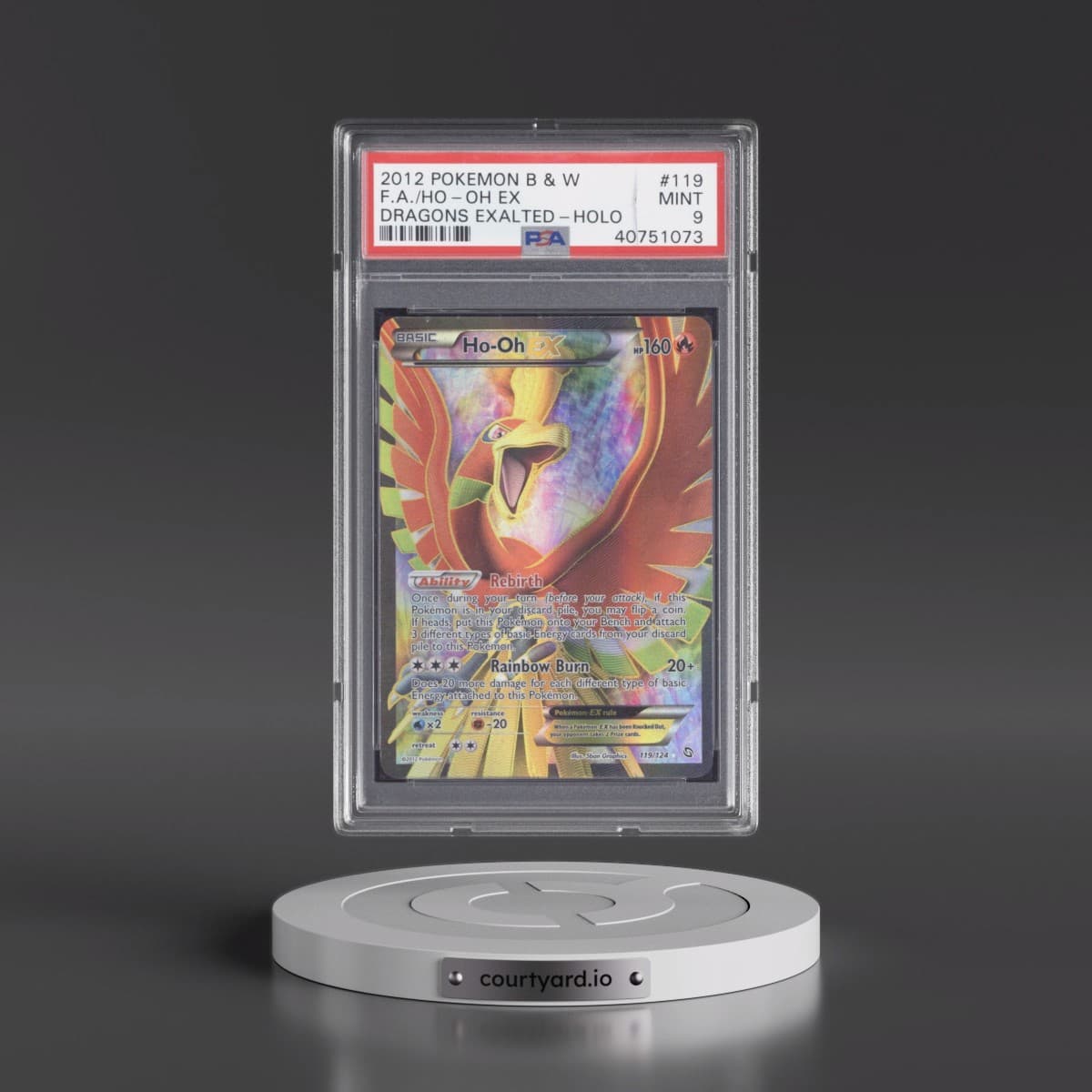 2012 Pokémon Black & White Dragons Exalted #119 HO-Oh EX - Holo Full Art (PSA 9 MINT)