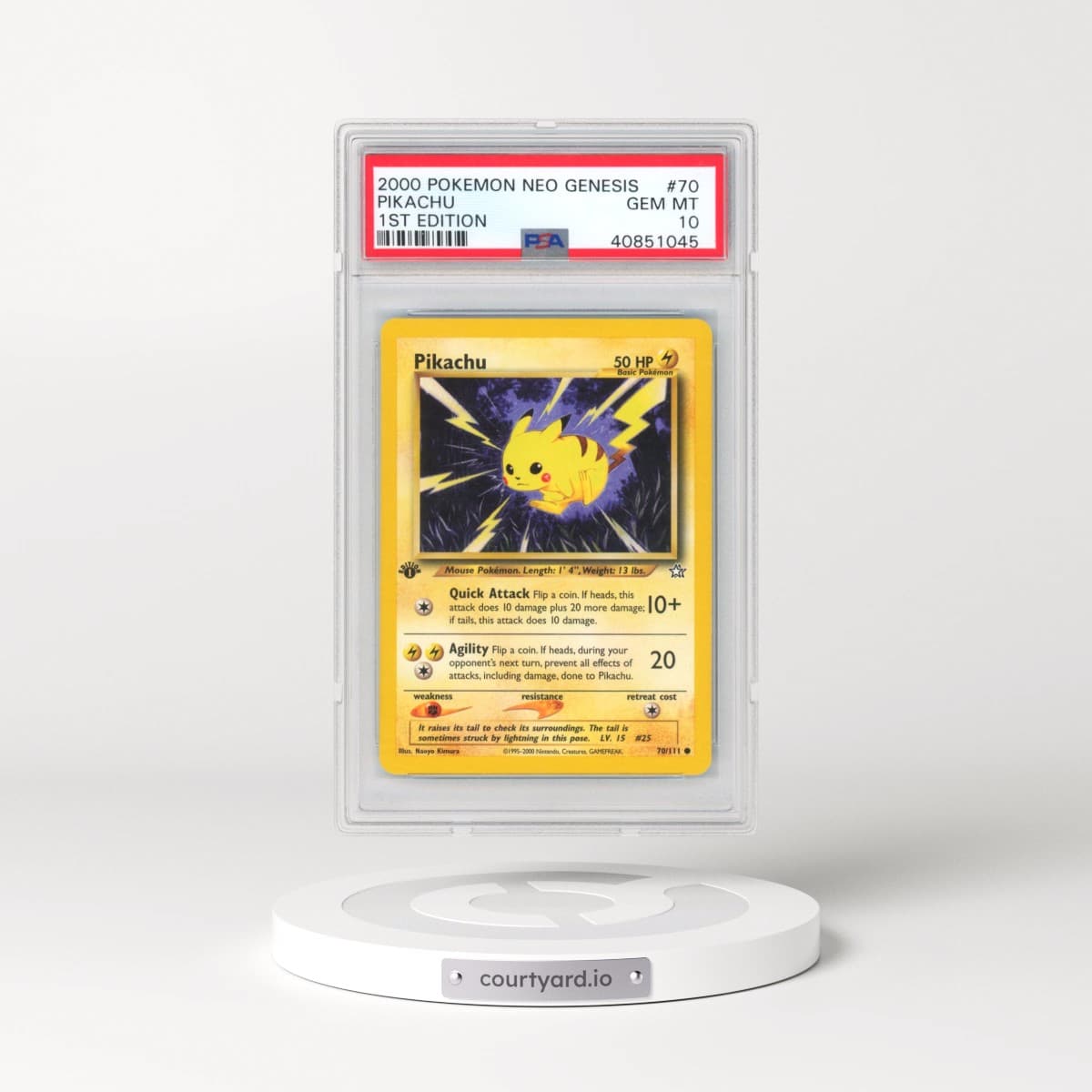 2000 Pokémon Neo Genesis #70 Pikachu - 1st Edition (PSA 10 GEM MINT)