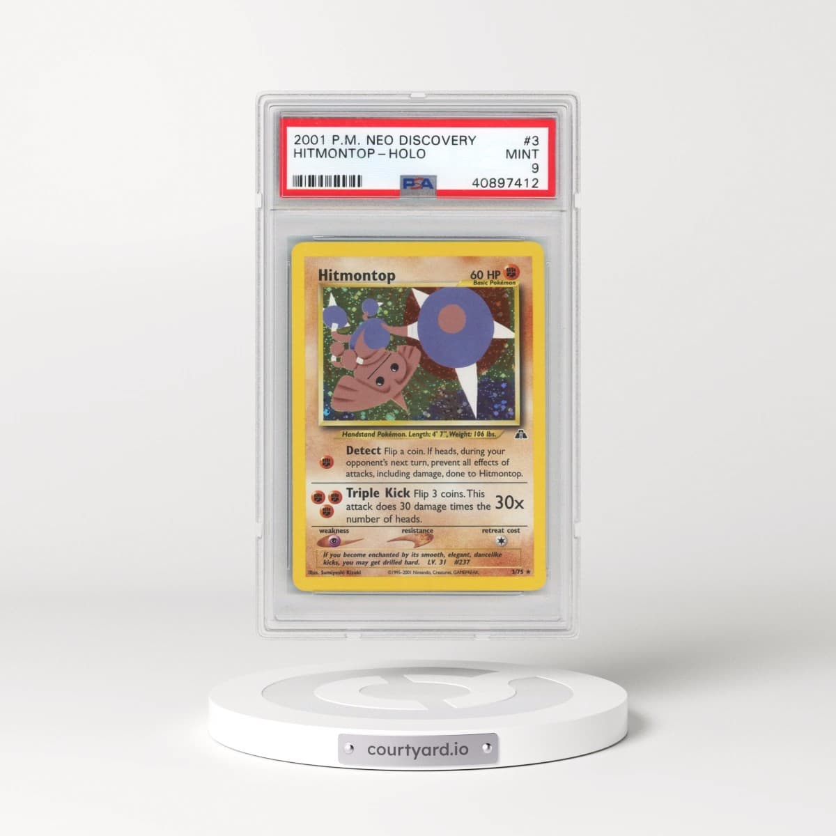 2001 Pokémon Neo Discovery #3 Hitmontop - Holo (PSA 9 MINT)
