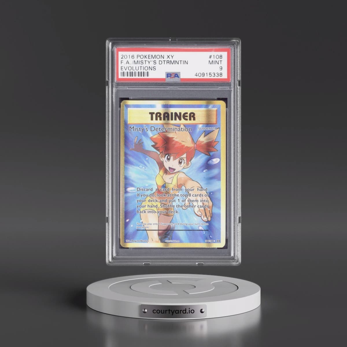 2016 Pokémon XY Evolutions #108 Misty's Determination - Full Art (PSA 9 MINT)