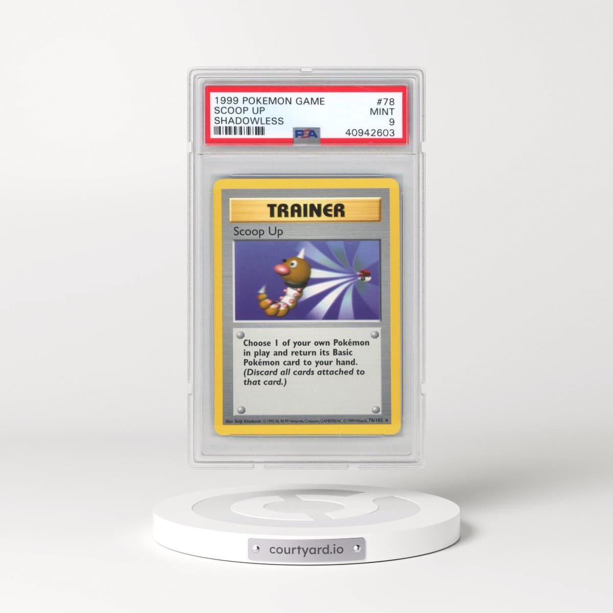 1999 Pokémon Game #78 Scoop Up - Shadowless (PSA 9 MINT)