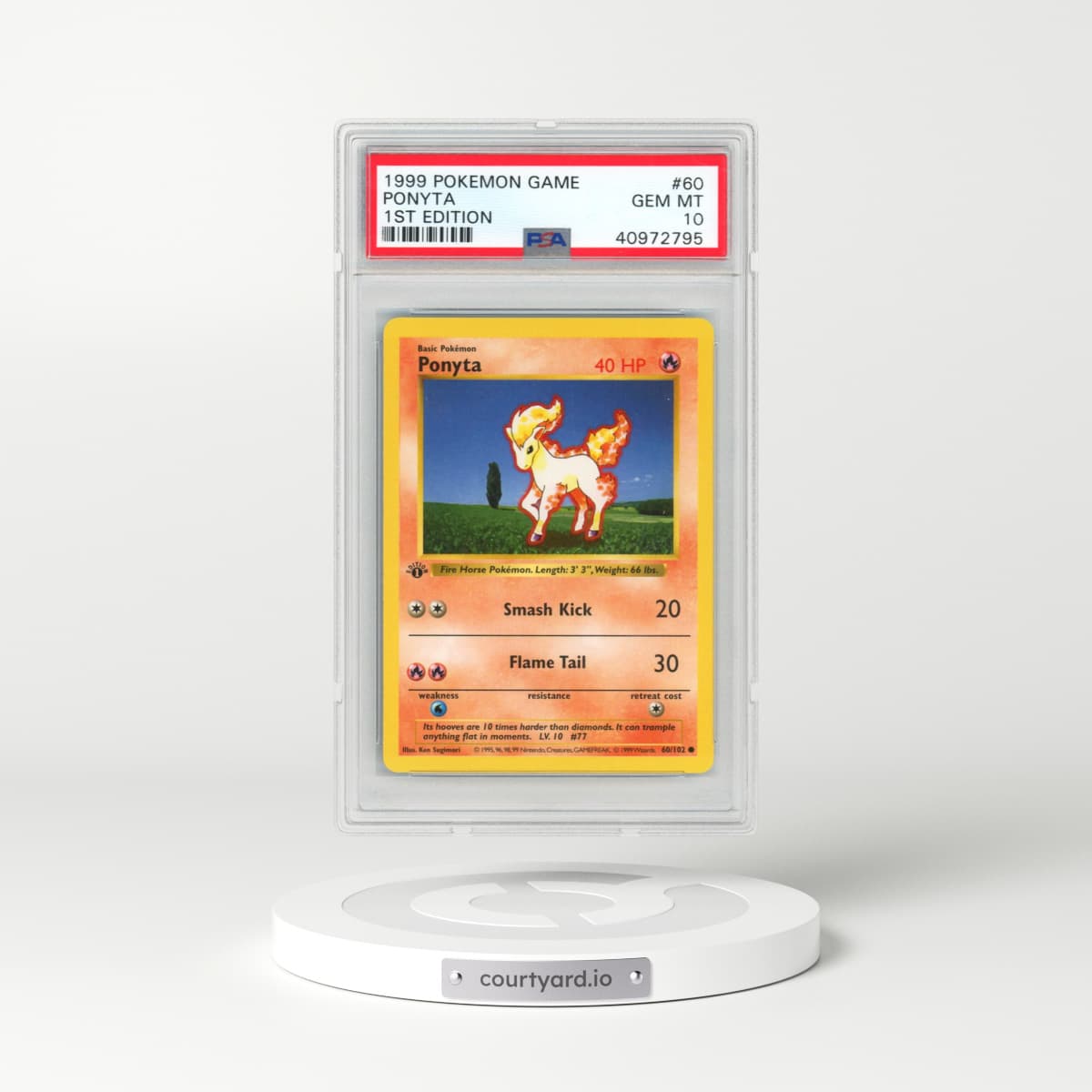 1999 Pokémon Game #60 Ponyta - 1st Edition (PSA 10 GEM MINT)