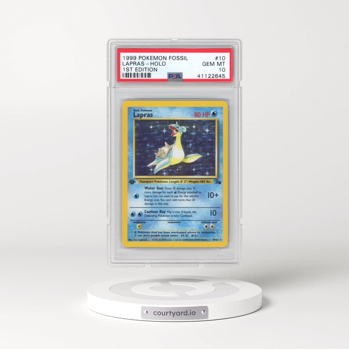 1999 Pokémon Fossil #10 Lapras - 1st Edition Holo (PSA 10 GEM MINT)
