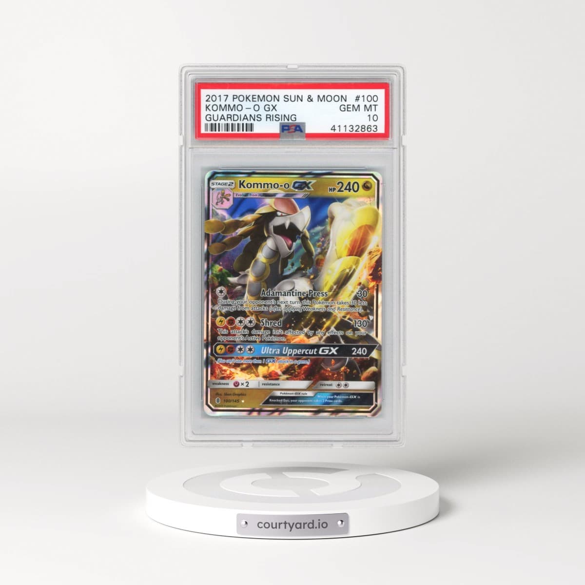 2017 Pokémon Sun & Moon Guardians Rising #100 Kommo-O GX - Holo (PSA 10 GEM MINT)